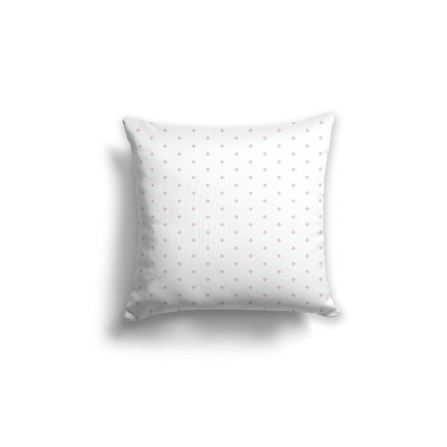 White Spun Polyester Throw Pillow with Fine Pink Diamonds on Front 18 x 18 inches / 46 x 46 cm