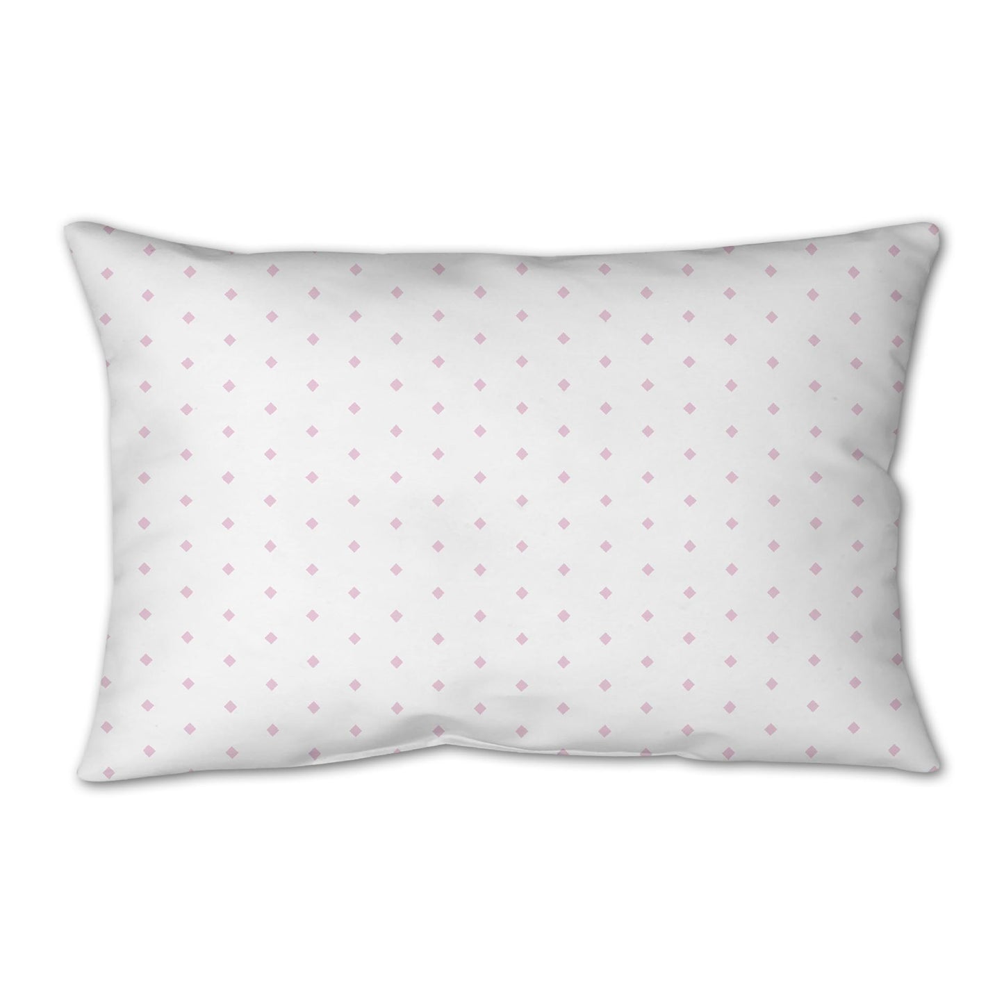 White Spun Polyester Throw Pillow with Fine Pink Diamonds on Front 25 x 18 inches / 63.5 x 66 cm