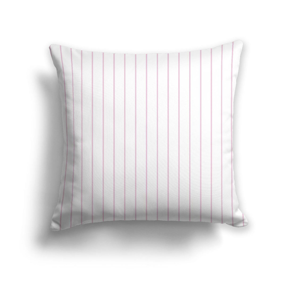 White Spun Polyester Throw Pillow with Fine Pink Stripes on Front | 26 x 26 inches