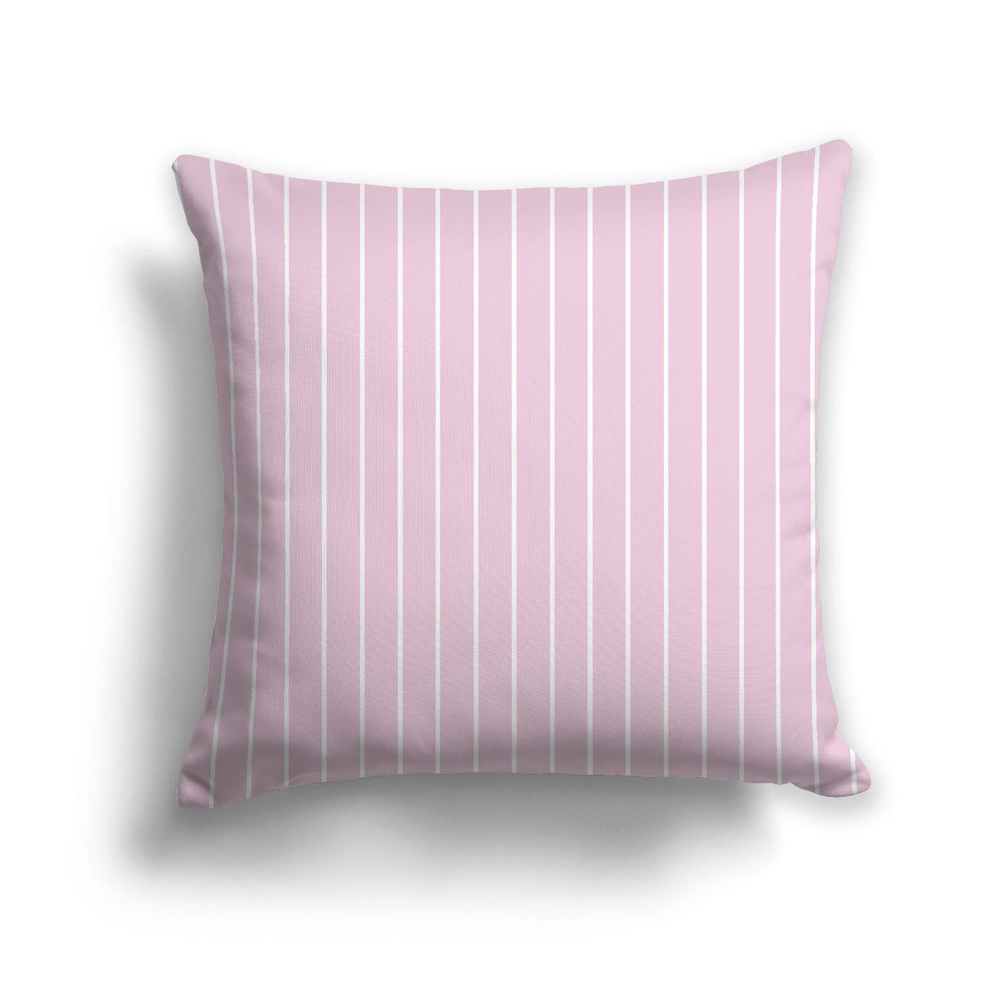 Pink Spun Polyester Throw Pillow with Fine White Stripes on Front | 26 x 26 inches