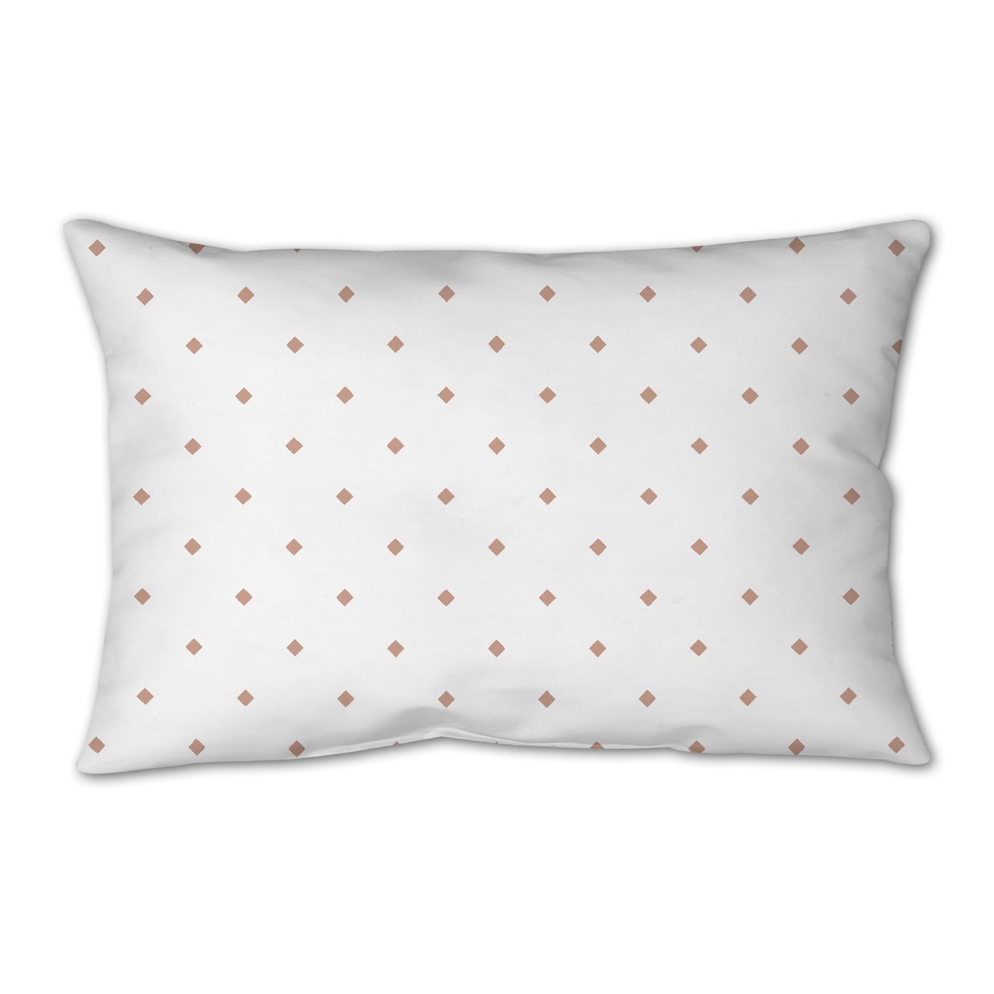 White Spun Polyester Throw Pillow with Salmon Diamonds on Front 25 x 18 inches / 63.5 x 66 cm