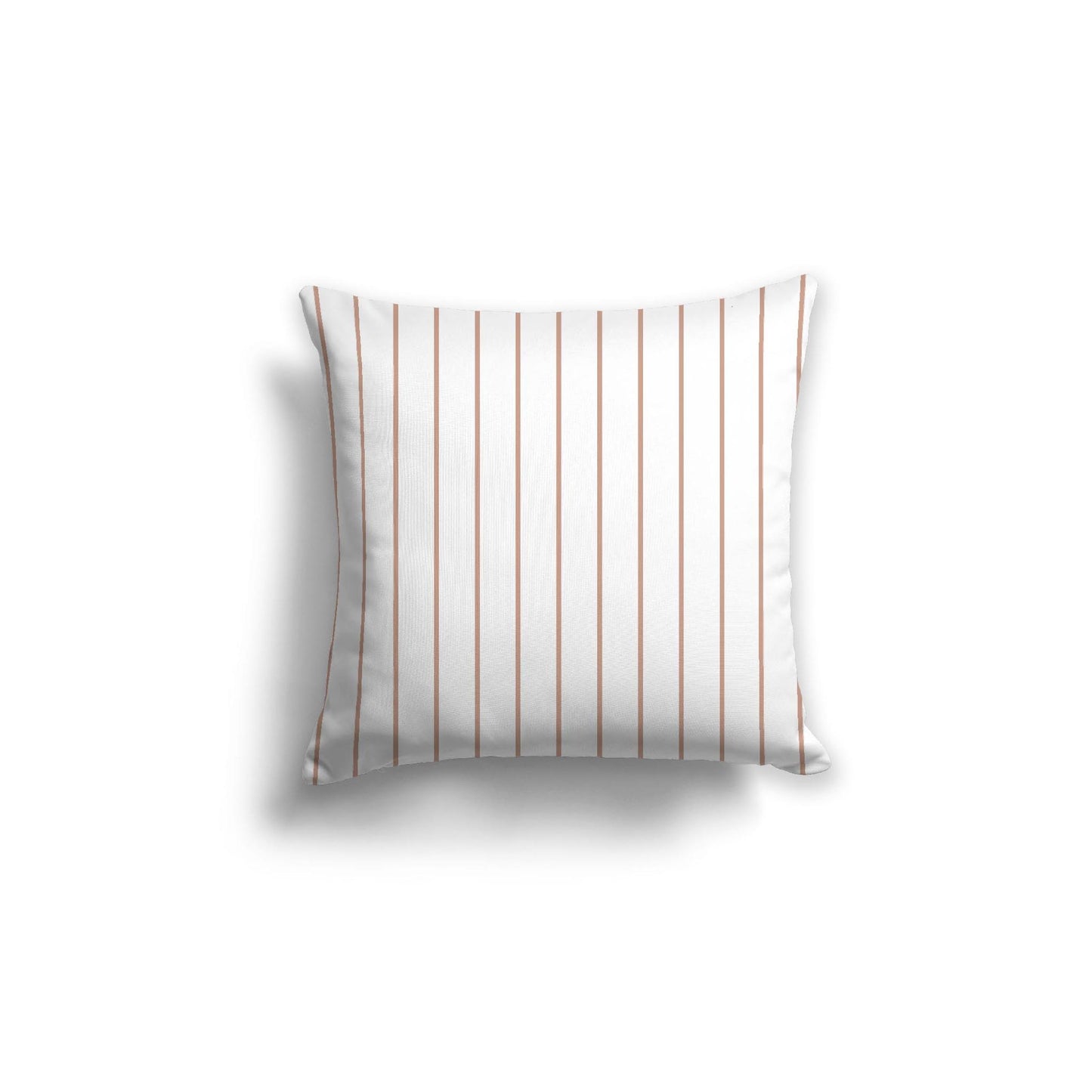 White Spun Polyester Throw Pillow with Fine Salmon Stripes on Front 18 x 18 inches / 46 x 46 cm