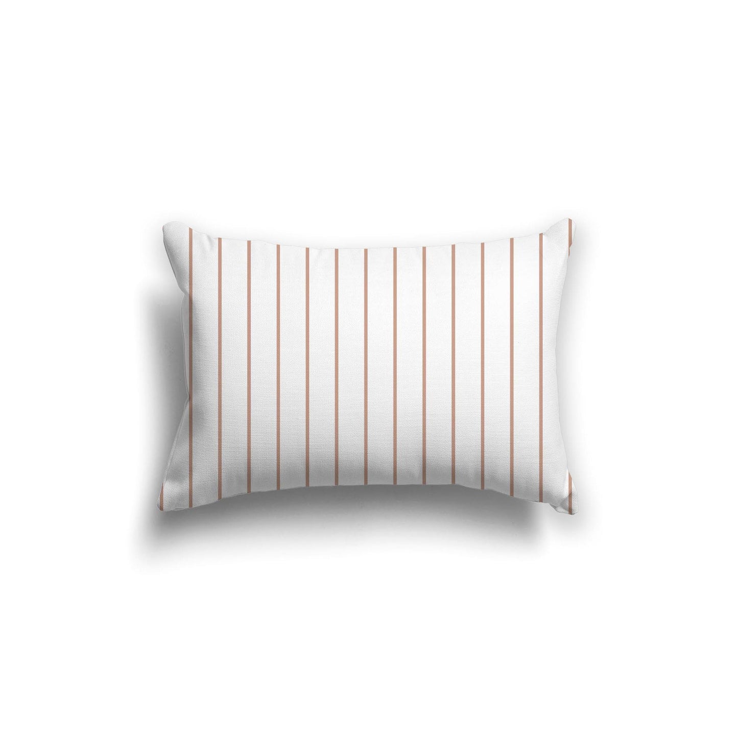 White Spun Polyester Throw Pillow with Fine Salmon Stripes on Front 20 x 14 inches / 51 x 36 cm