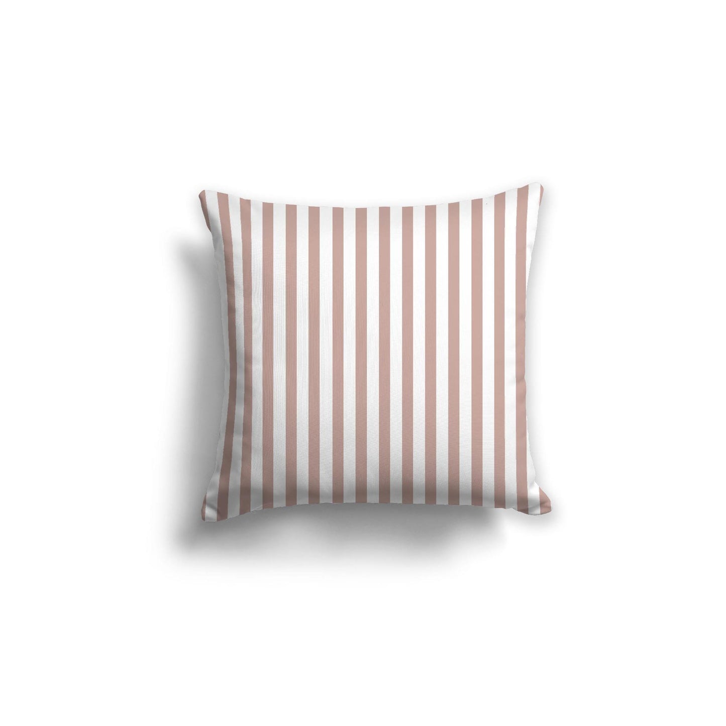 White Spun Polyester Throw Pillow with Thin Salmon Bars on Front 18 x 18 inches / 46 x 46 cm