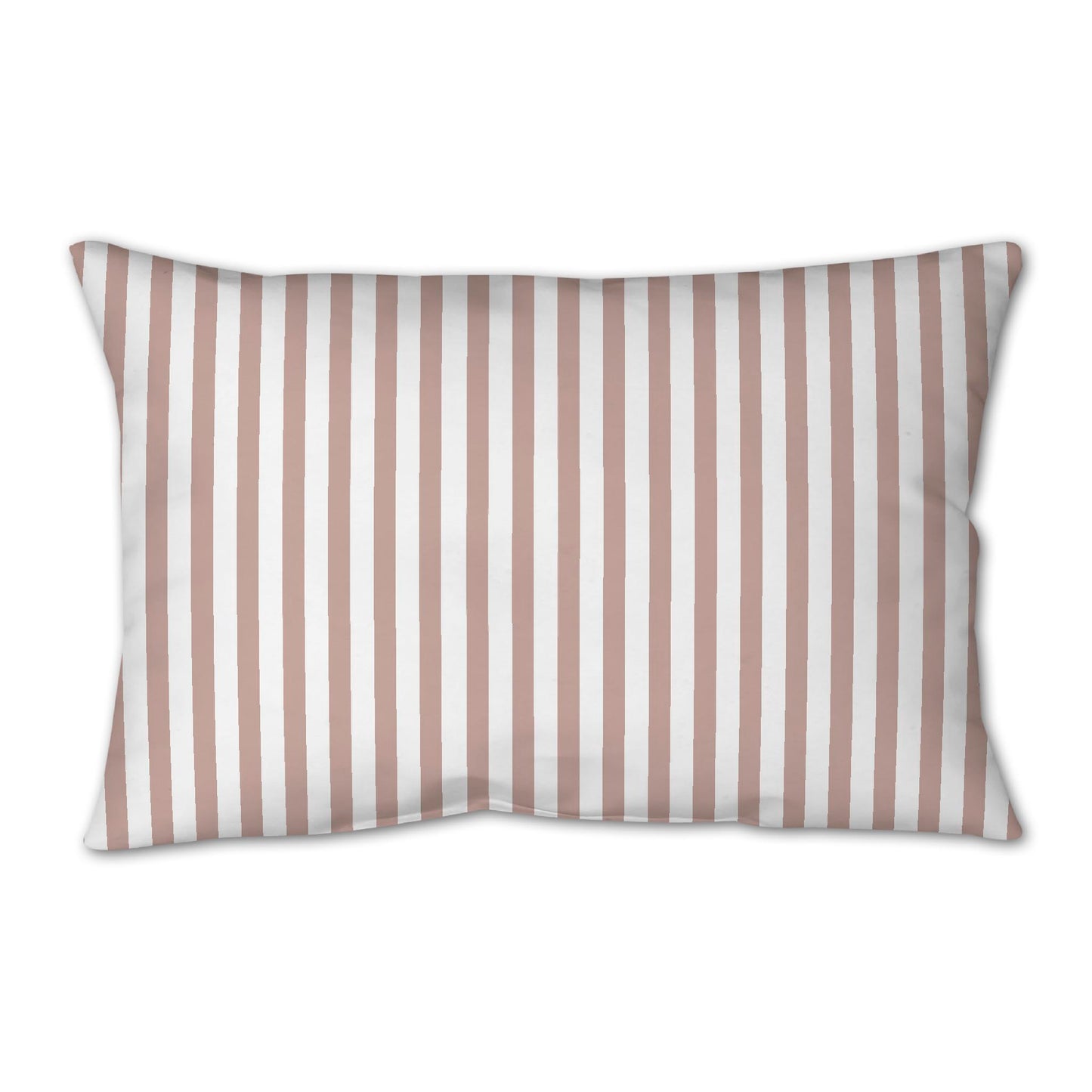 White Spun Polyester Throw Pillow with Thin Salmon Bars on Front 25 x 18 inches / 63.5 x 66 cm