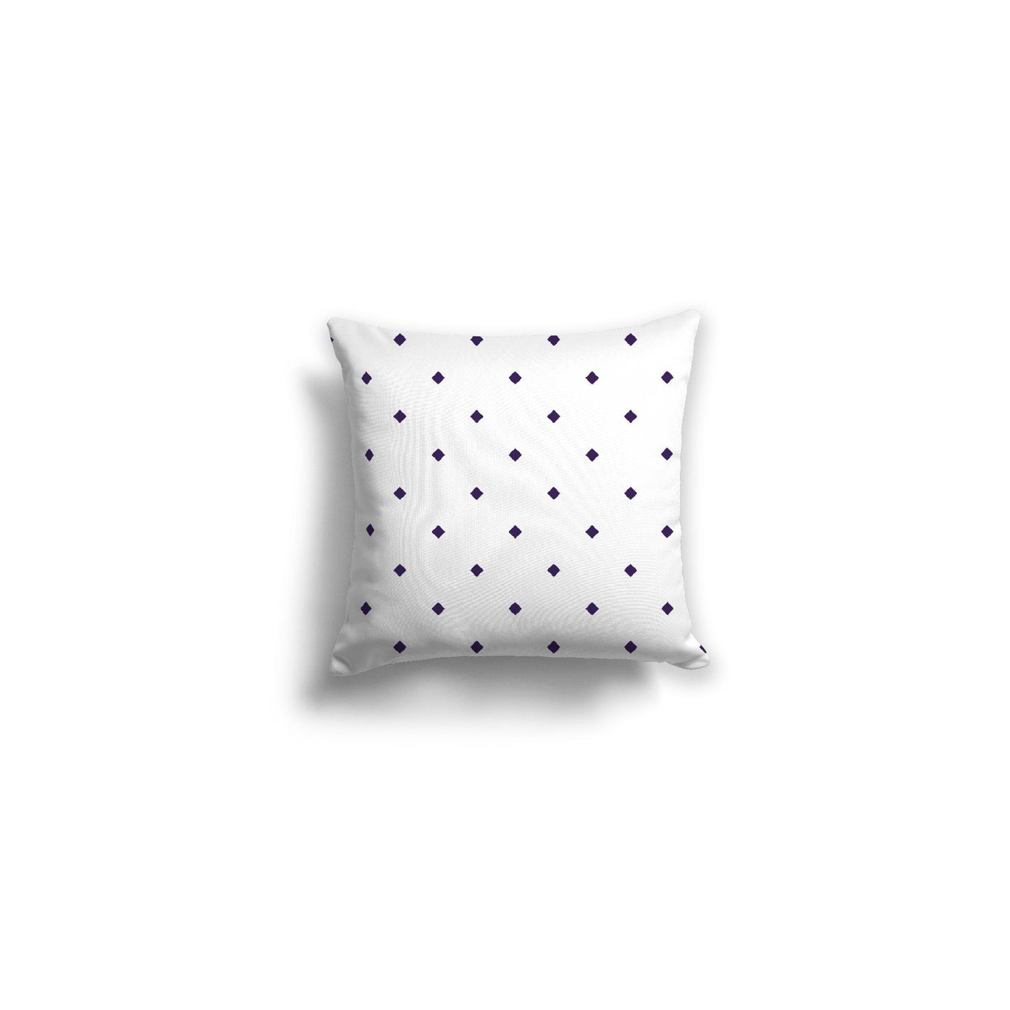 White Spun Polyester Throw Pillow with Purple Diamonds on Front 14 x 14 inches / 36 x 36 cm