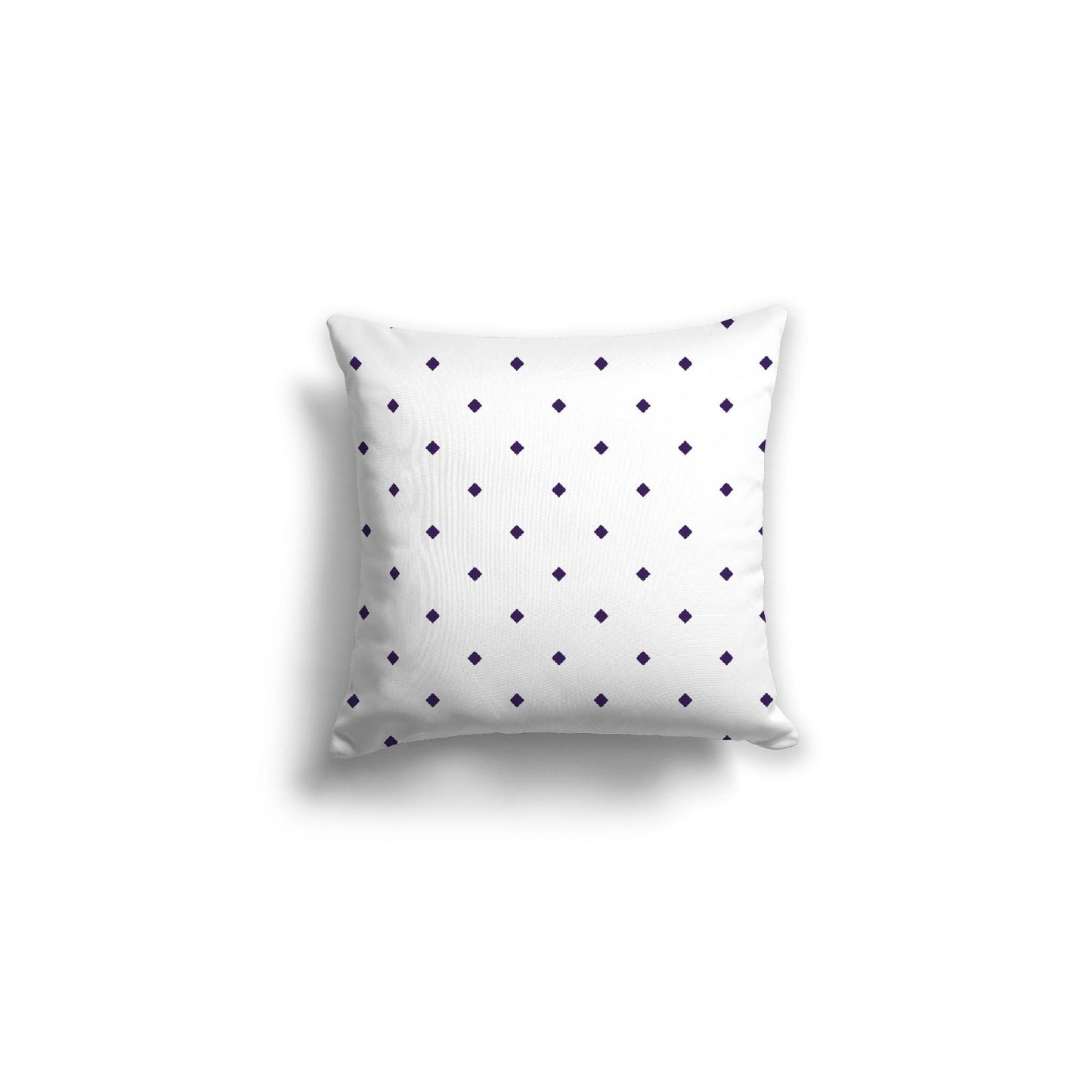 White Spun Polyester Throw Pillow with Purple Diamonds on Front 16 x 16 inches / 41 x 41 cm