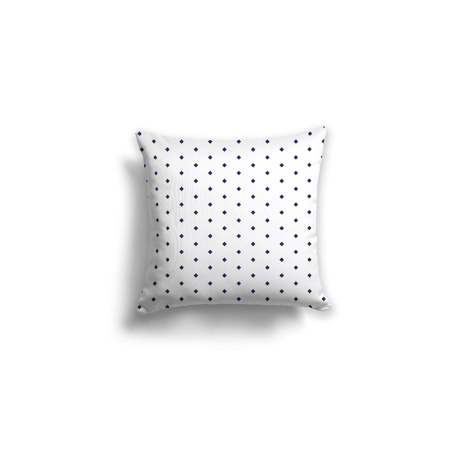 White Spun Polyester Throw Pillow with Fine Purple Diamonds on Front 16 x 16 inches / 41 x 41 cm