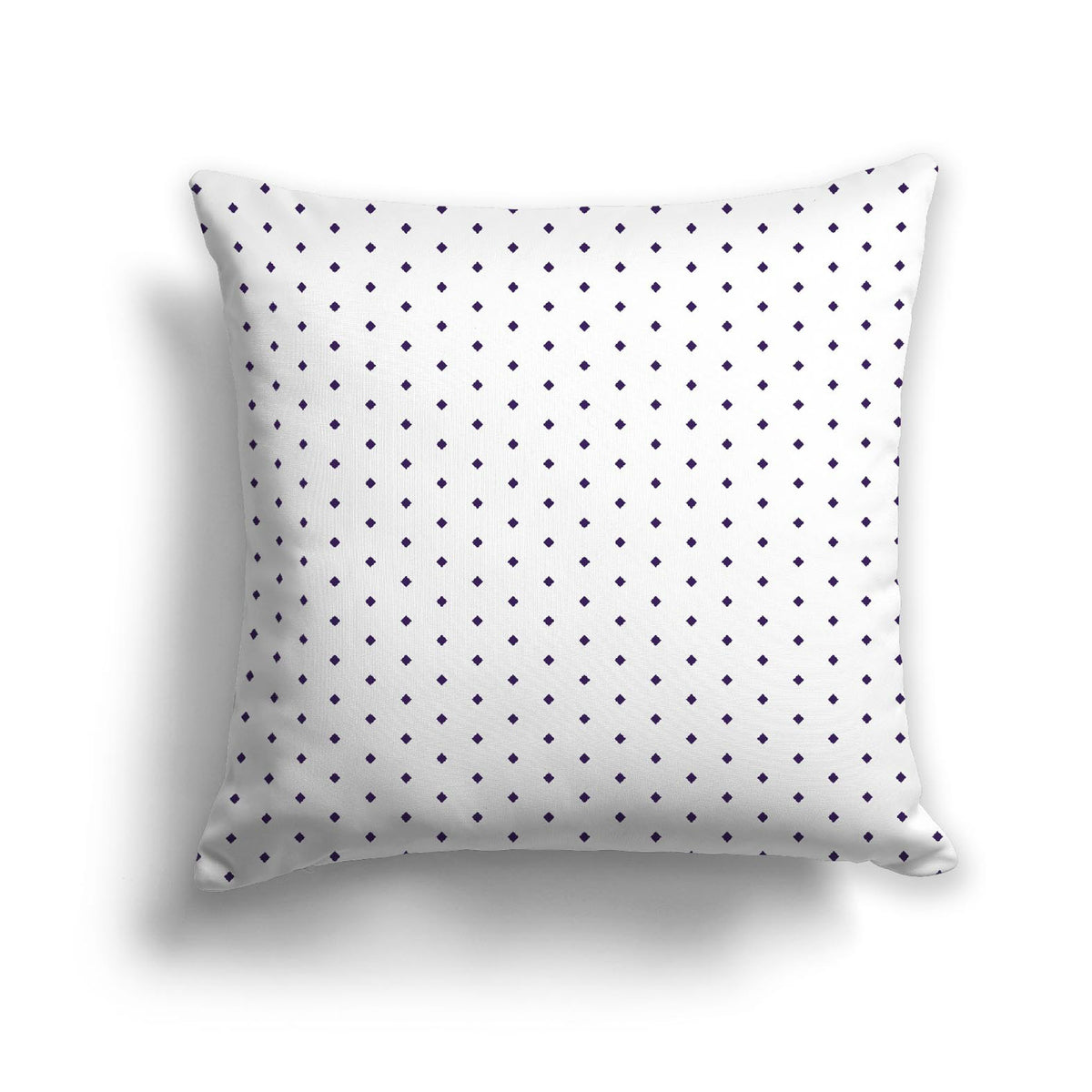 White Spun Polyester Throw Pillow with Fine Purple Diamonds on Front | 26 x 26 inches