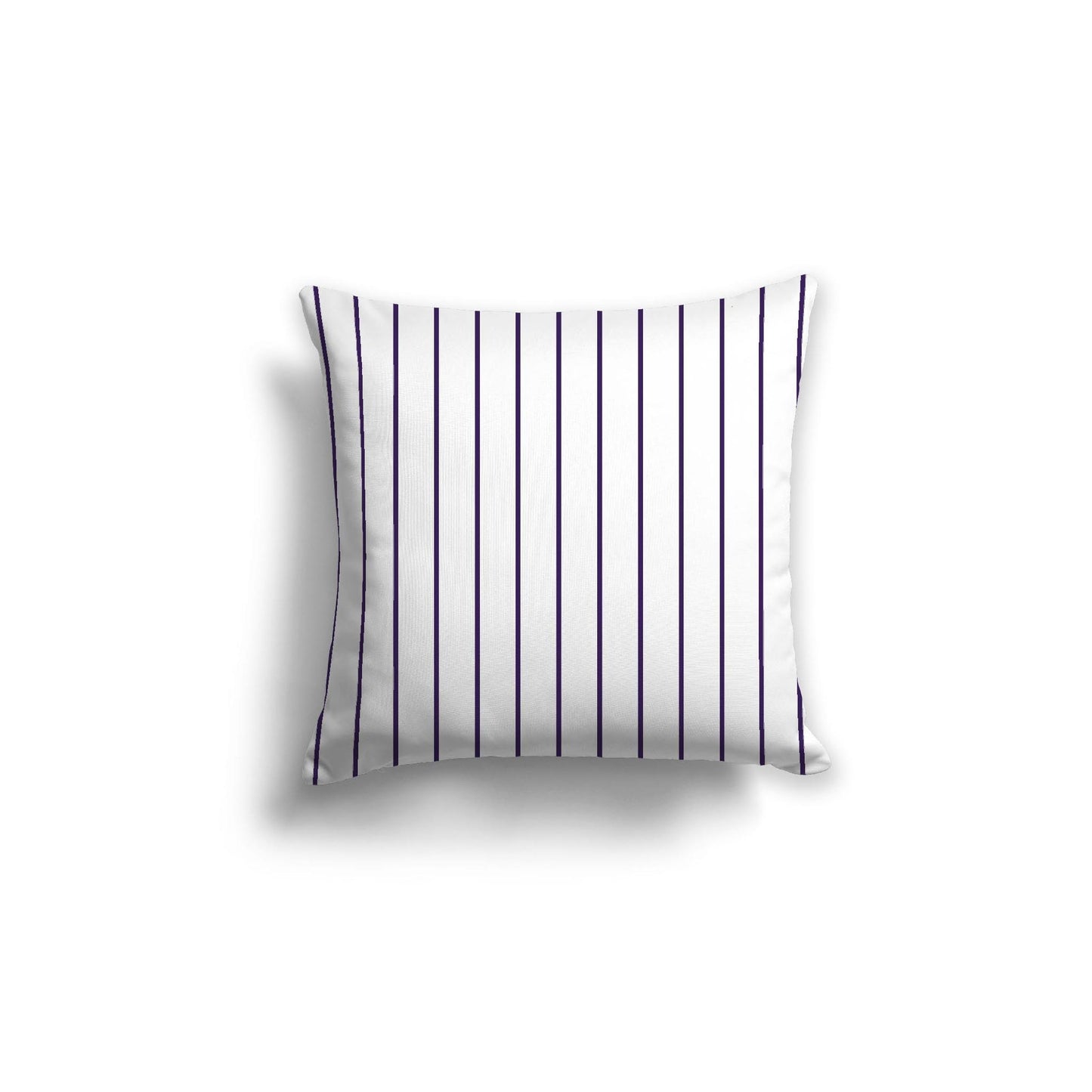 White Spun Polyester Throw Pillow with Fine Purple Stripes on Front 18 x 18 inches / 46 x 46 cm
