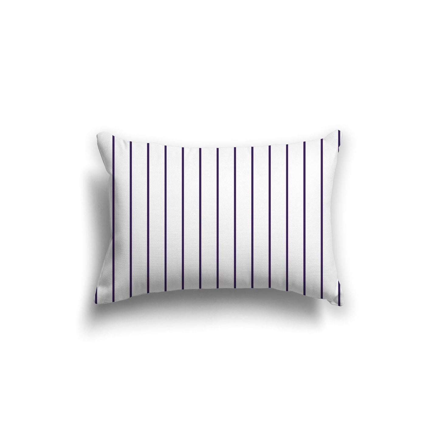 White Spun Polyester Throw Pillow with Fine Purple Stripes on Front 20 x 14 inches / 51 x 36 cm