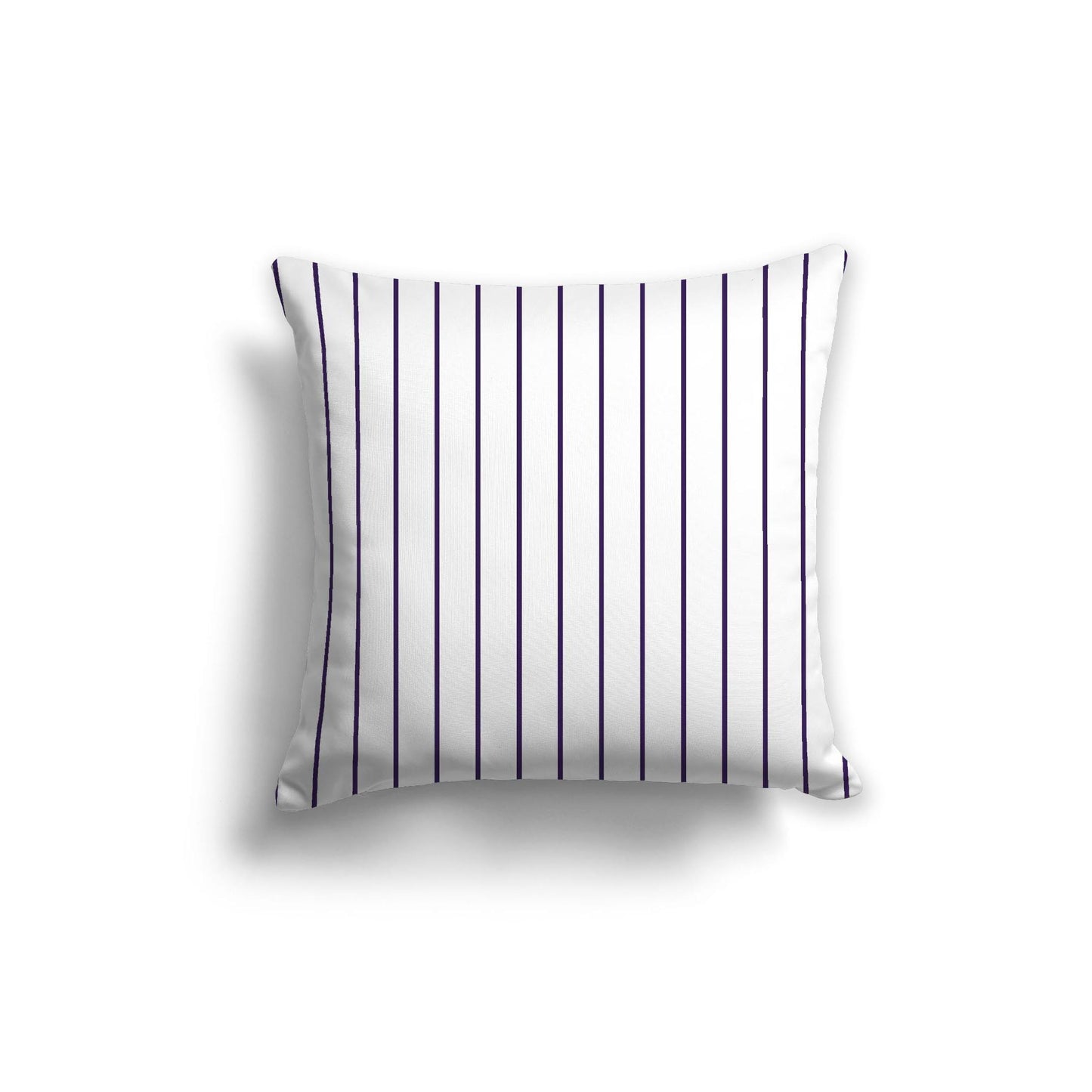 White Spun Polyester Throw Pillow with Fine Purple Stripes on Front 20 x 20 inches / 51 x 51 cm
