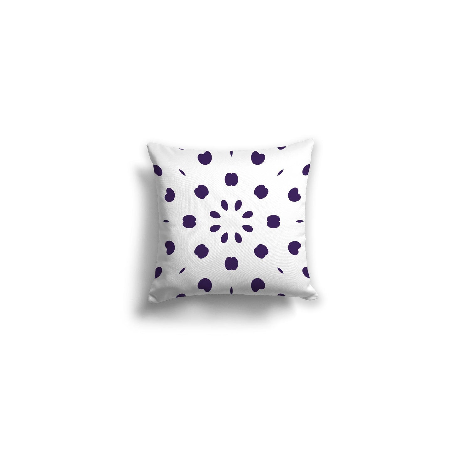 White Spun Polyester Throw Pillow with Purple Burst Pattern on Front 14 x 14 inches / 36 x 36 cm