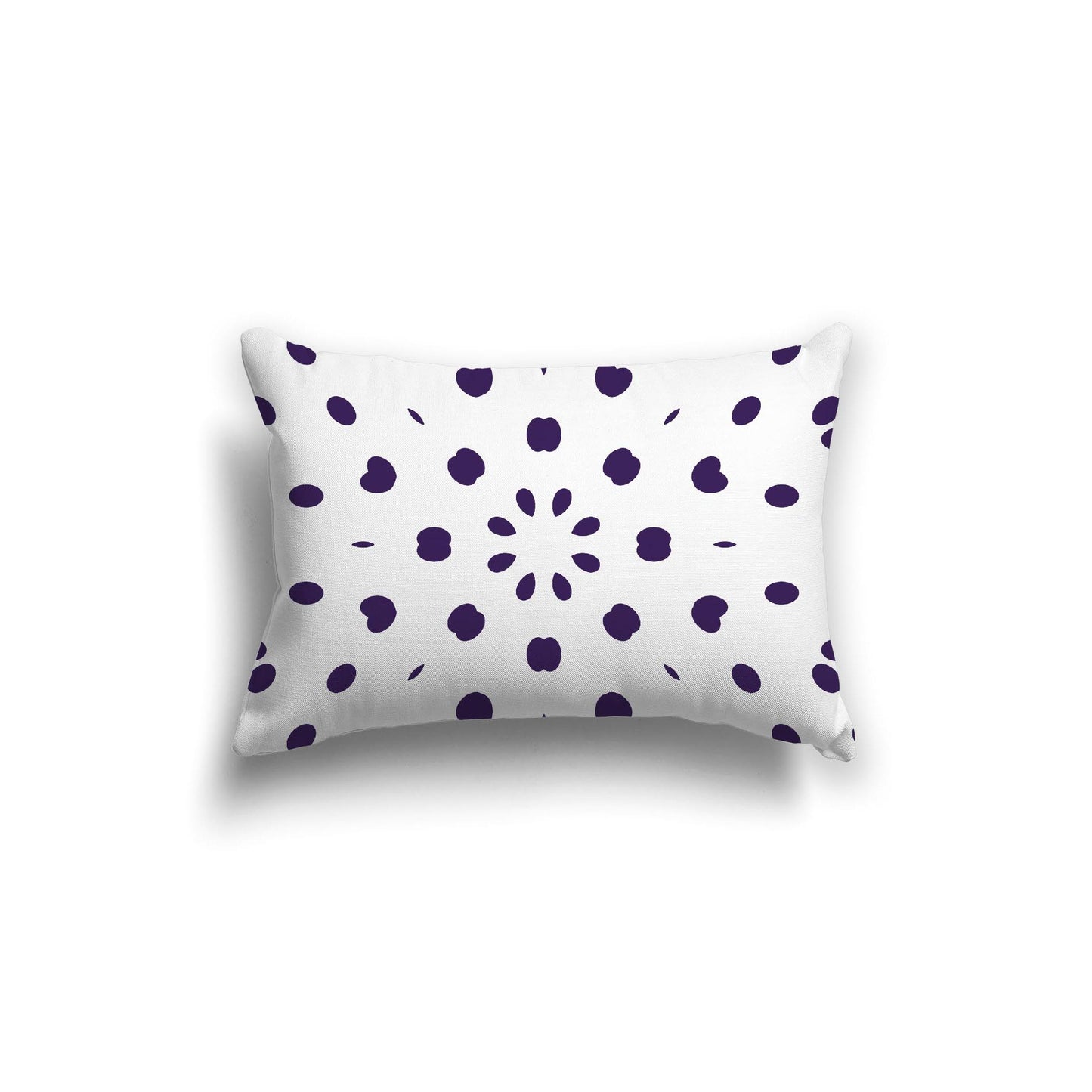 White Spun Polyester Throw Pillow with Purple Burst Pattern on Front 20 x 14 inches / 51 x 36 cm