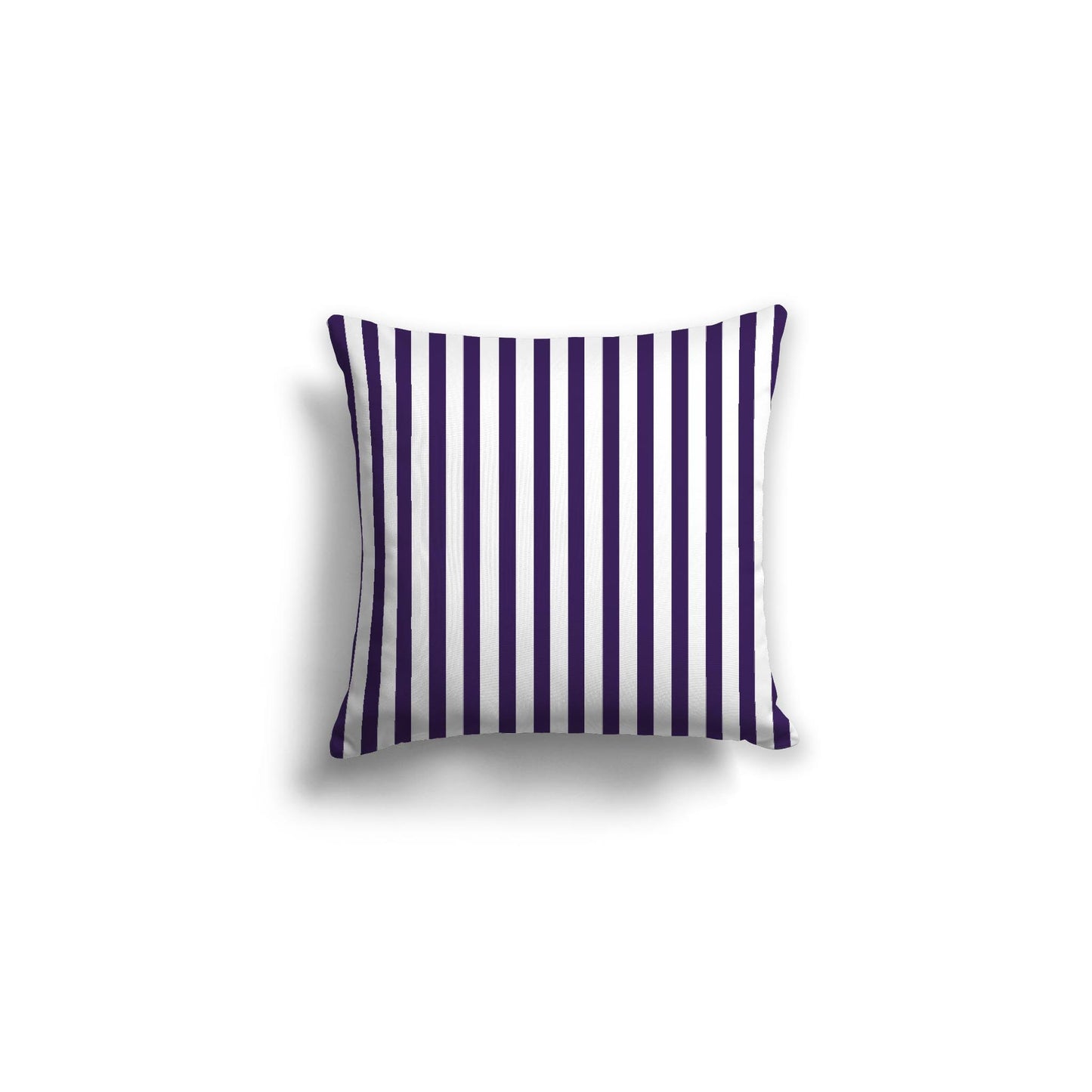 White Spun Polyester Throw Pillow with Thin Purple Bars on Front 16 x 16 inches / 41 x 41 cm