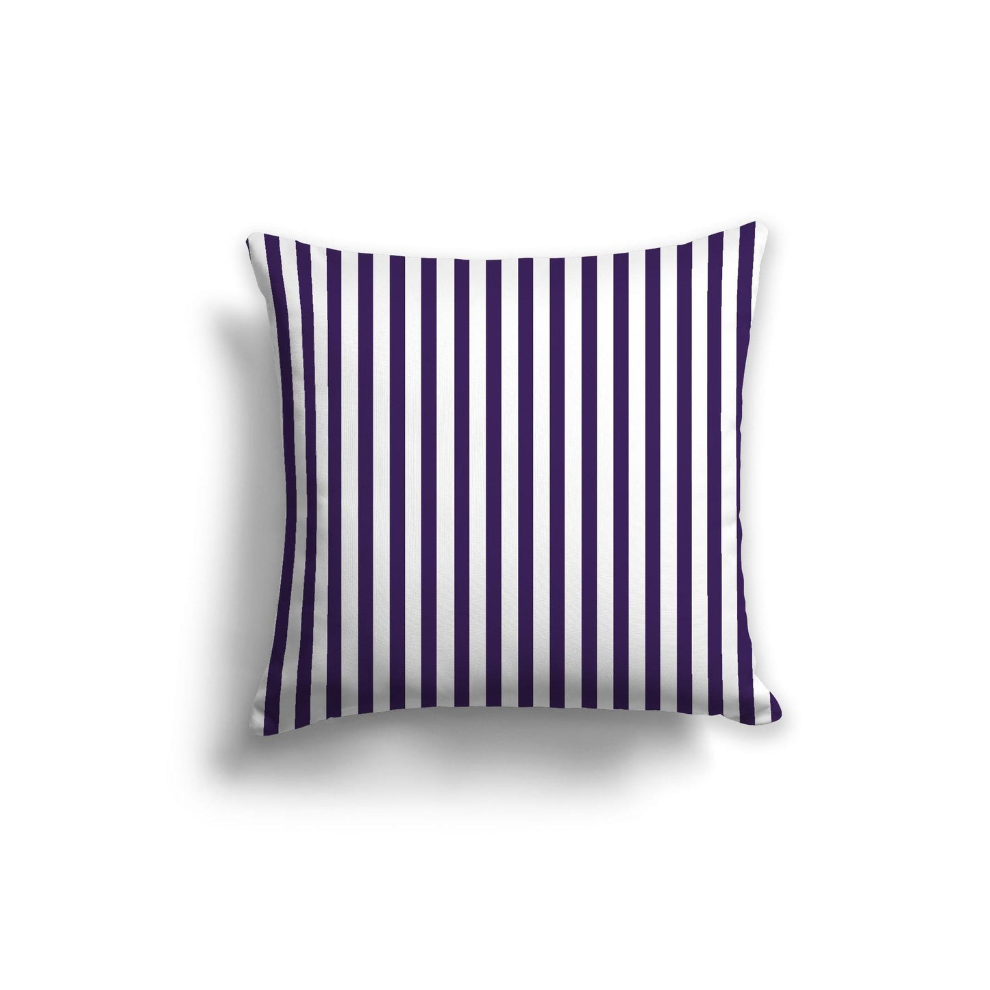 White Spun Polyester Throw Pillow with Thin Purple Bars on Front 20 x 20 inches / 51 x 51 cm