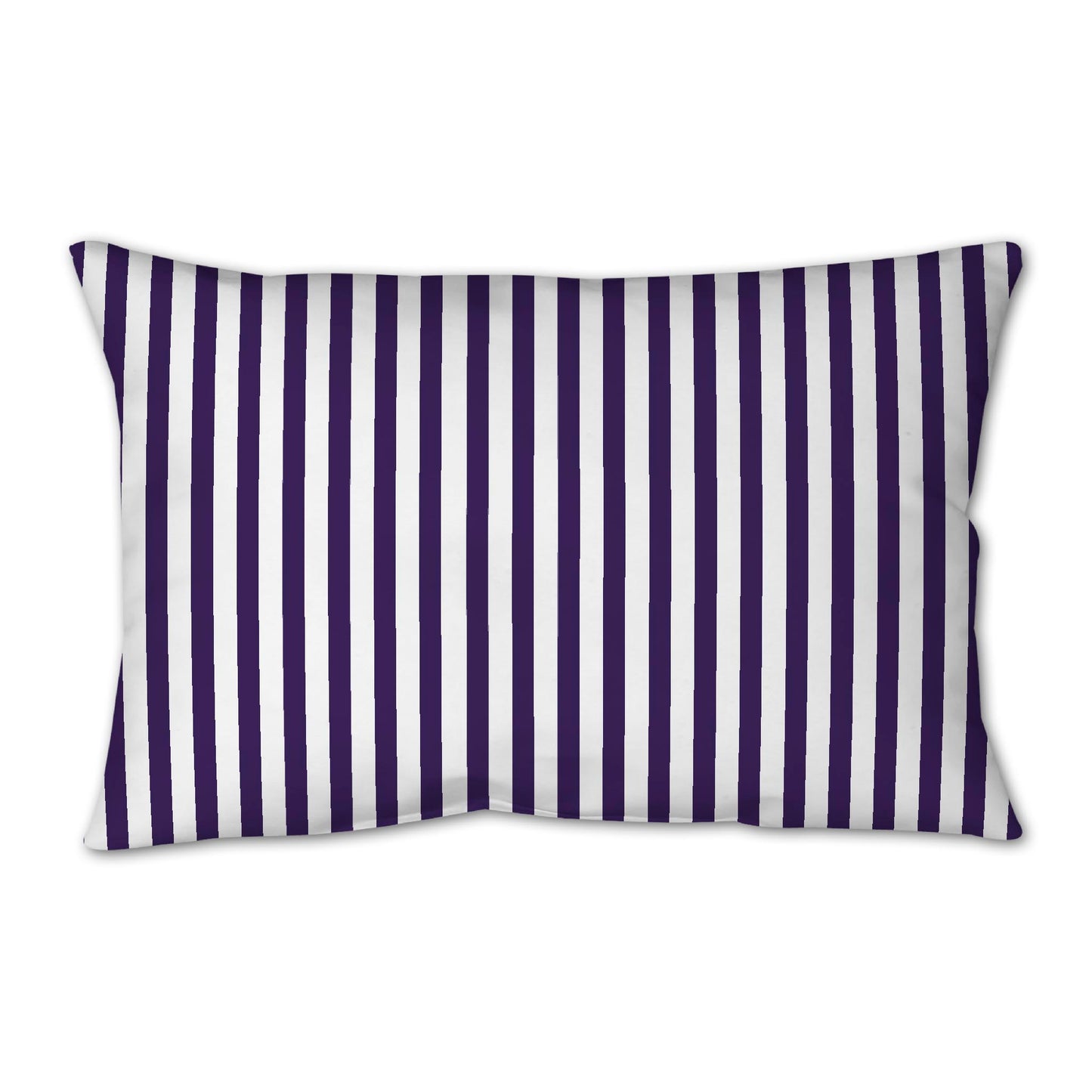 White Spun Polyester Throw Pillow with Thin Purple Bars on Front 25 x 18 inches / 63.5 x 66 cm