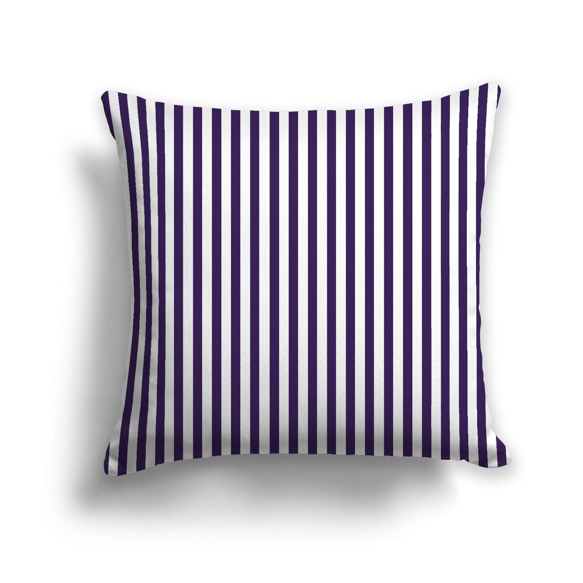 White Spun Polyester Throw Pillow with Thin Purple Bars on Front | 26 x 26 inches