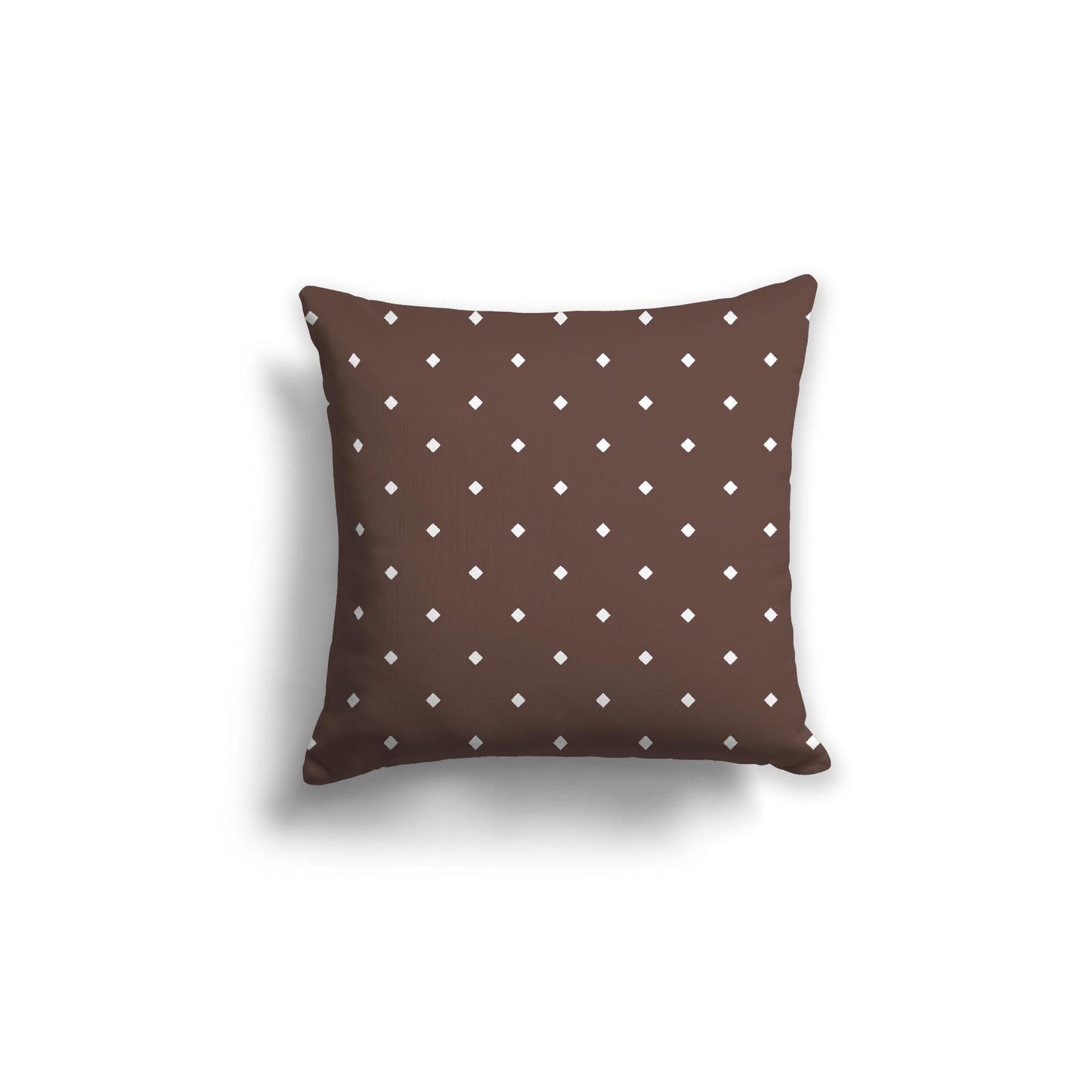 Brown Spun Polyester Throw Pillow with White Diamonds on Front 18 x 18 inches / 46 x 46 cm