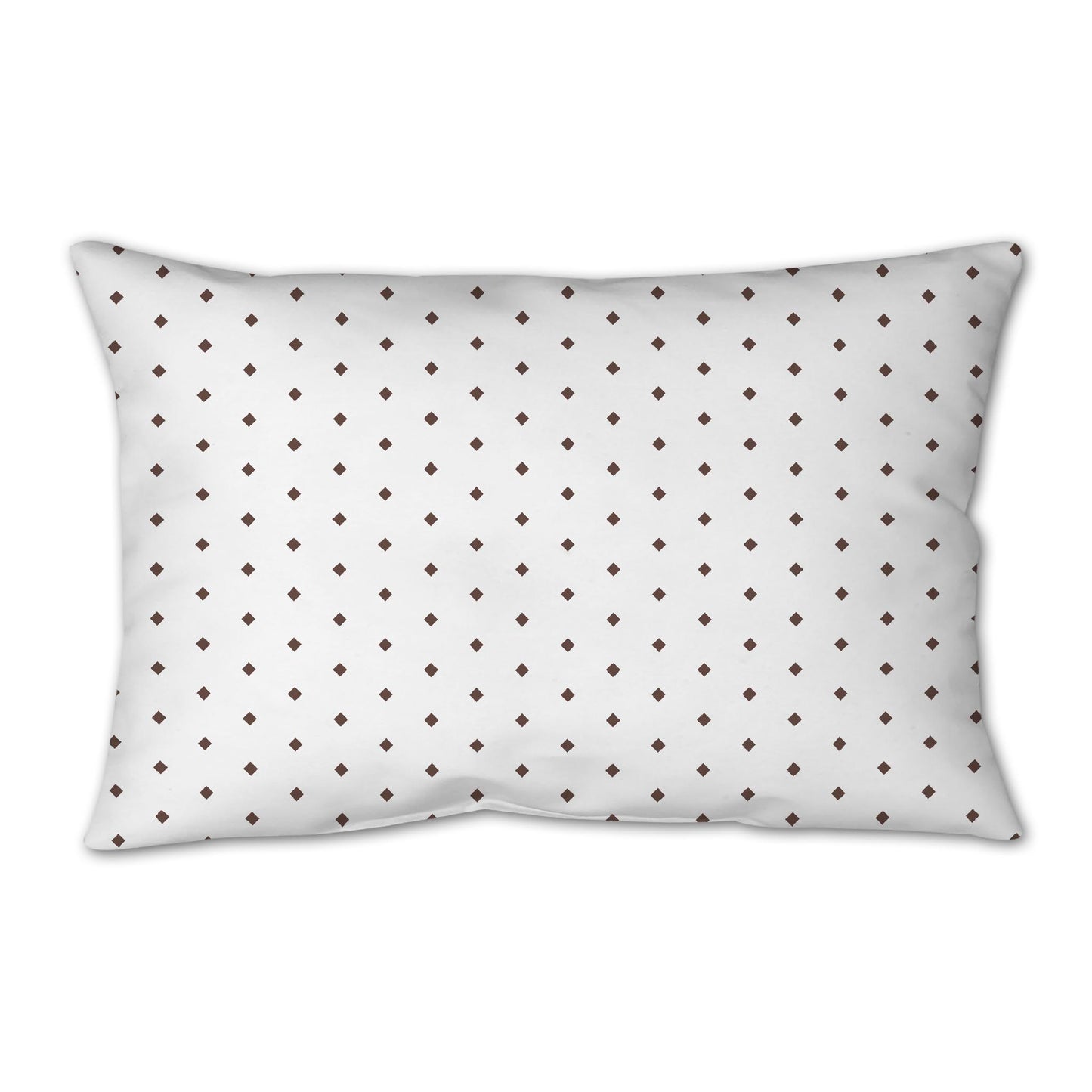 White Spun Polyester Throw Pillow with Fine Brown Diamonds on Front 25 x 18 inches / 63.5 x 66 cm
