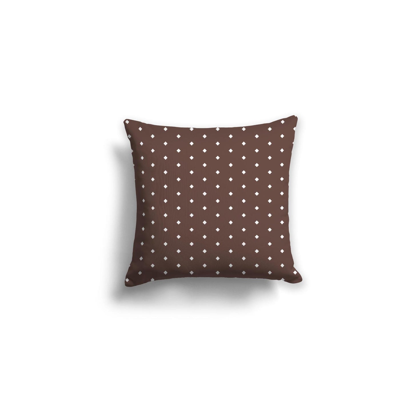 Brown Spun Polyester Throw Pillow with Fine White Diamonds on Front 16 x 16 inches / 41 x 41 cm