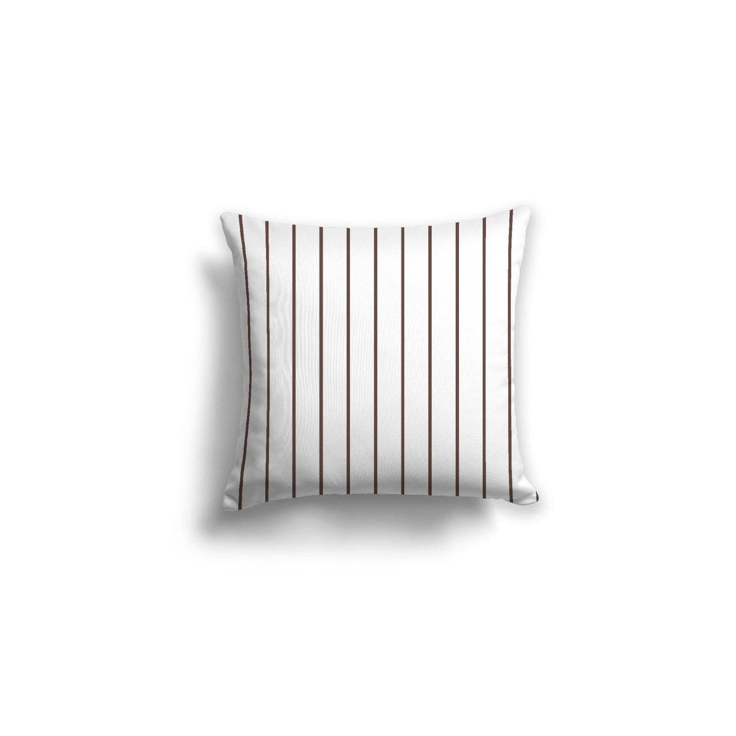 White Spun Polyester Throw Pillow with Fine Brown Stripes on Front 16 x 16 inches / 41 x 41 cm