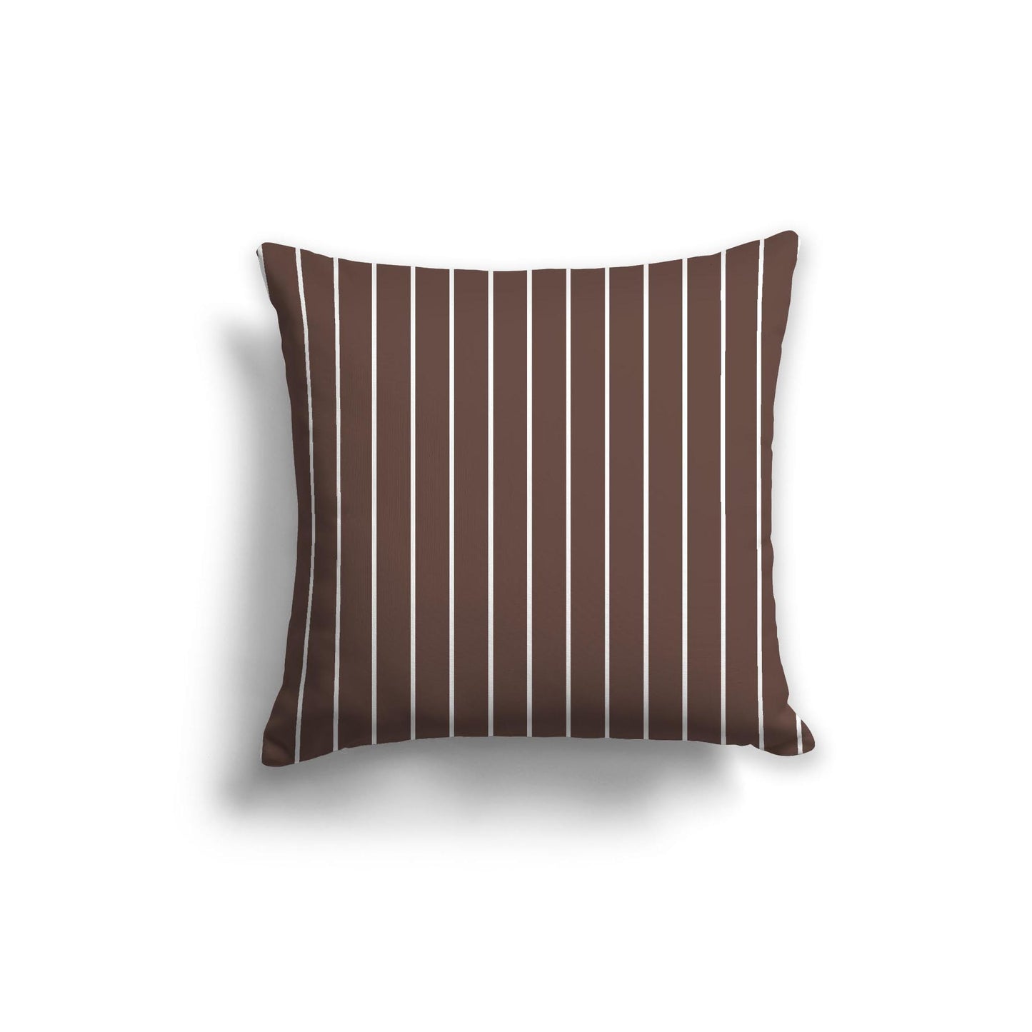 Brown Spun Polyester Throw Pillow with Fine White Stripes on Front 20 x 20 inches / 51 x 51 cm