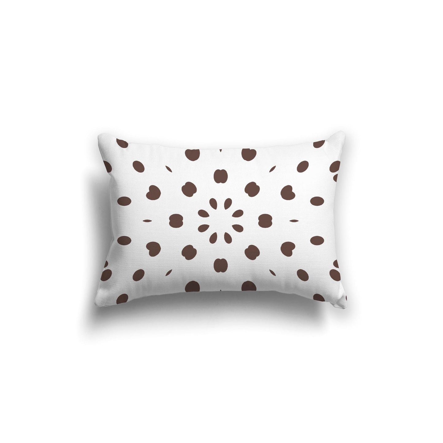 White Spun Polyester Throw Pillow with Brown Burst Pattern on Front 20 x 14 inches / 51 x 36 cm