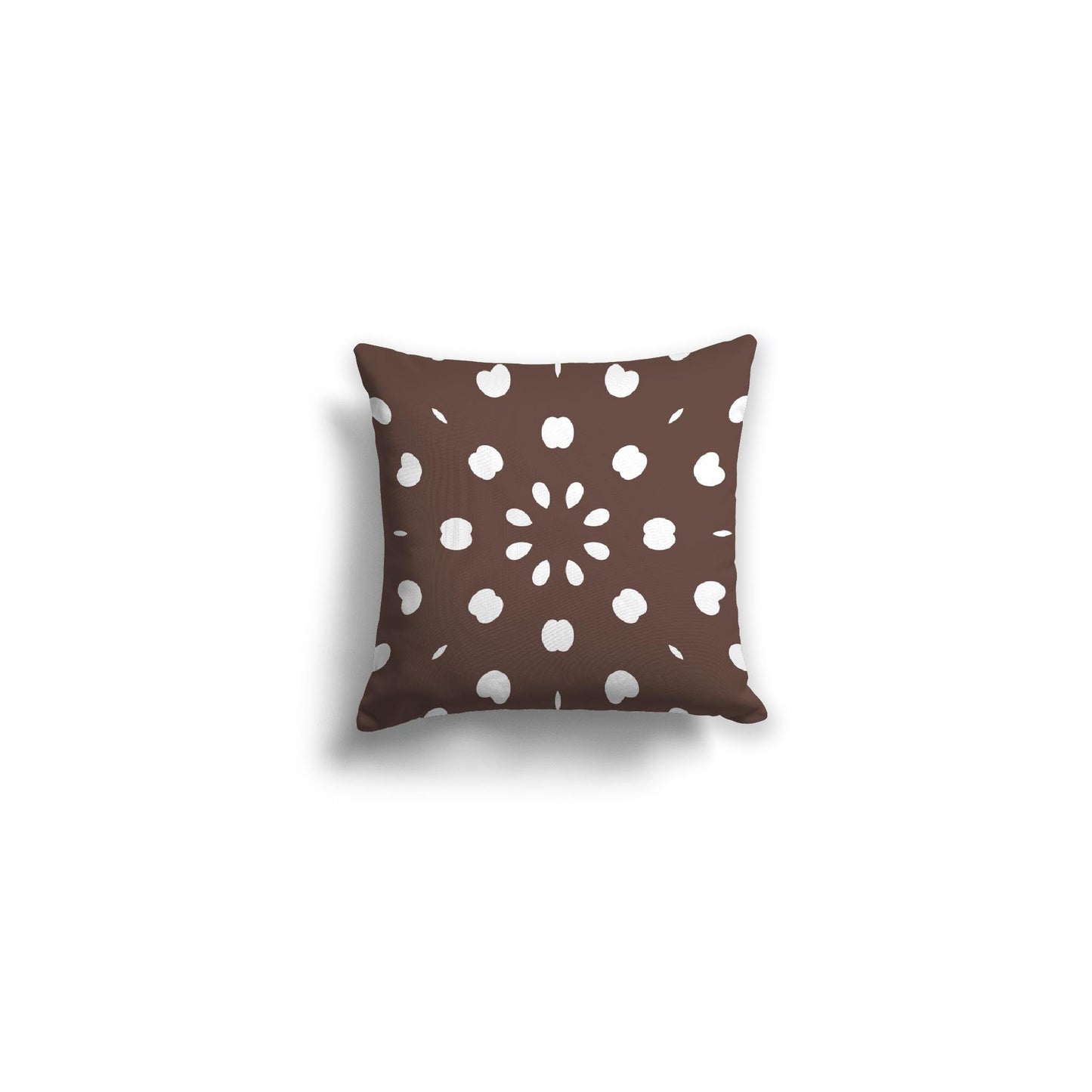Brown Spun Polyester Throw Pillow with White Burst Pattern on Front 14 x 14 inches / 36 x 36 cm