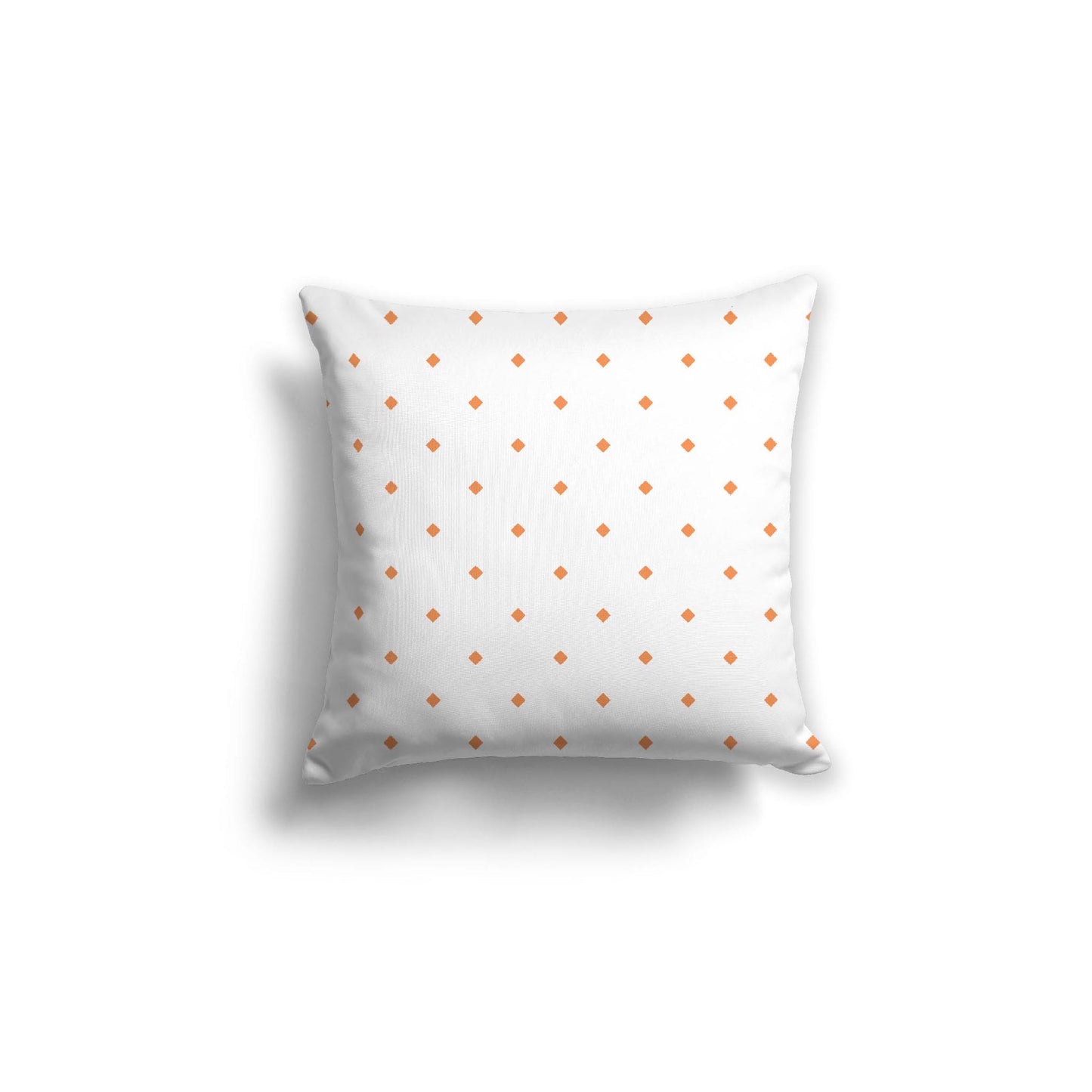 White Spun Polyester Throw Pillow with Orange Diamonds on Front 18 x 18 inches / 46 x 46 cm