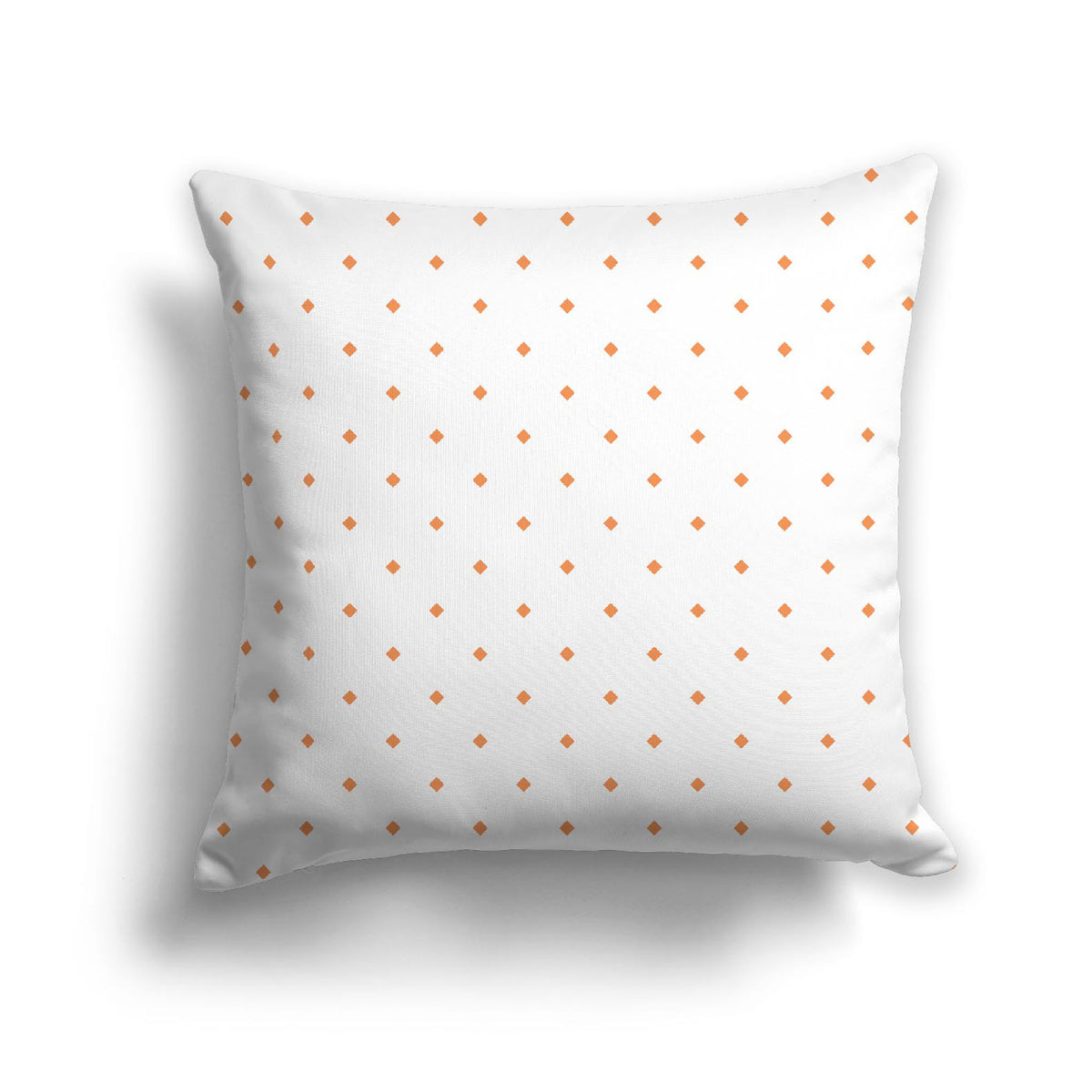 White Spun Polyester Throw Pillow with Orange Diamonds on Front | 26 x 26 inches
