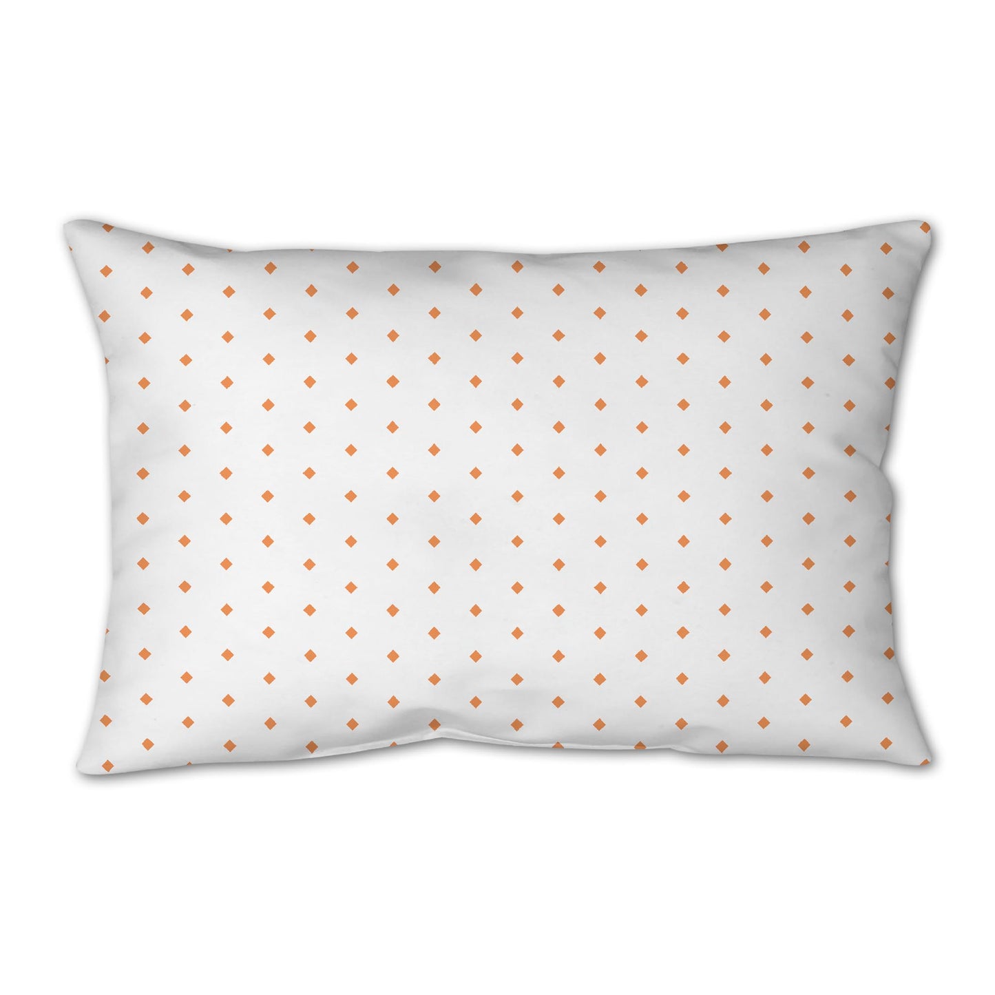 White Spun Polyester Throw Pillow with Fine Orange Diamonds on Front 25 x 18 inches / 63.5 x 66 cm
