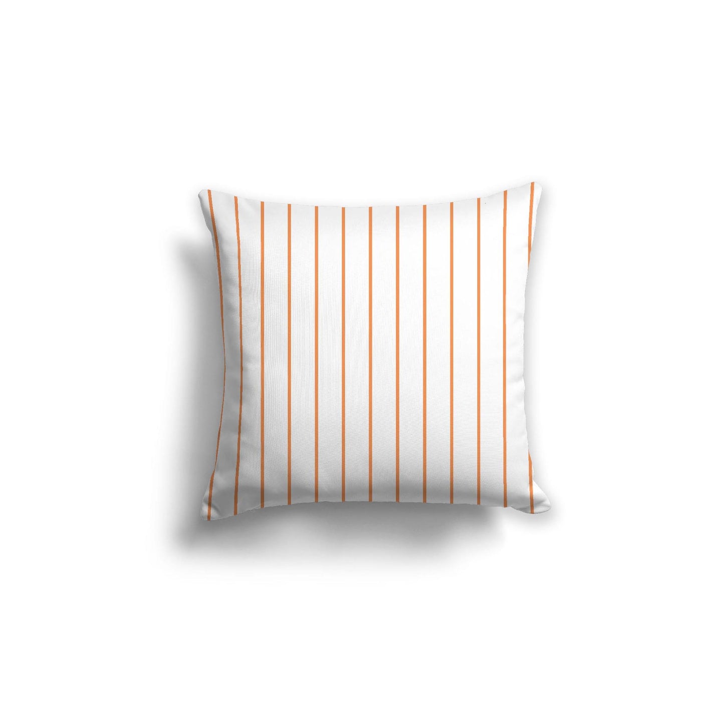 White Spun Polyester Throw Pillow with Fine Orange Stripes on Front 18 x 18 inches / 46 x 46 cm