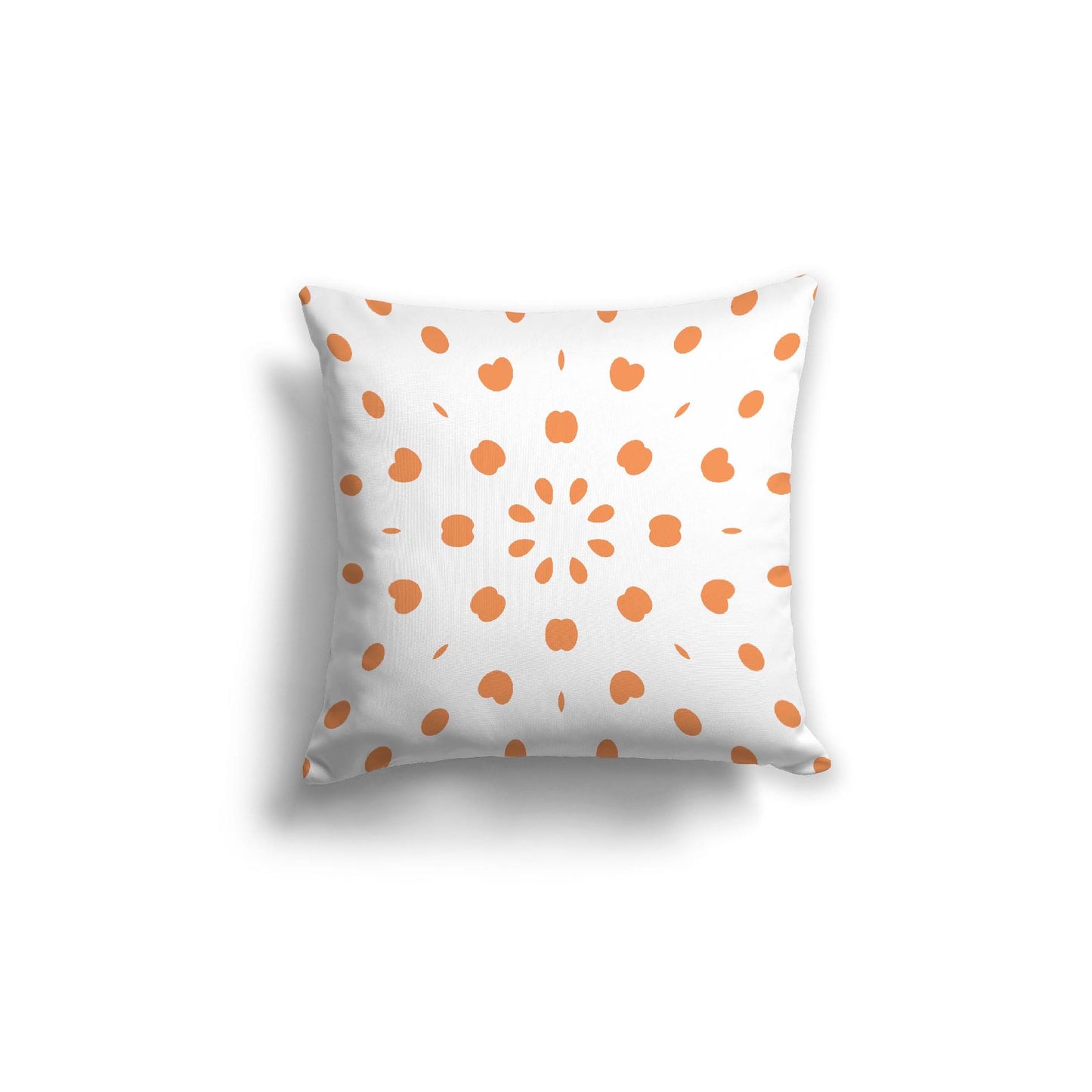 White Spun Polyester Throw Pillow with Orange Burst Pattern on Front 18 x 18 inches / 46 x 46 cm