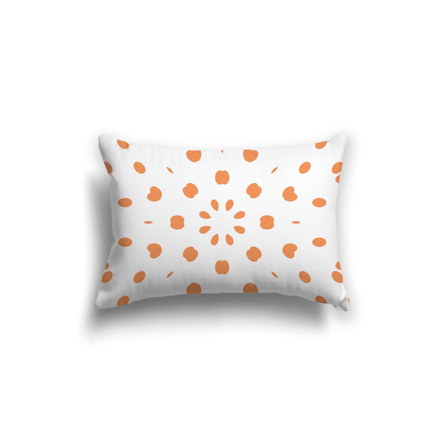 White Spun Polyester Throw Pillow with Orange Burst Pattern on Front 20 x 14 inches / 51 x 36 cm