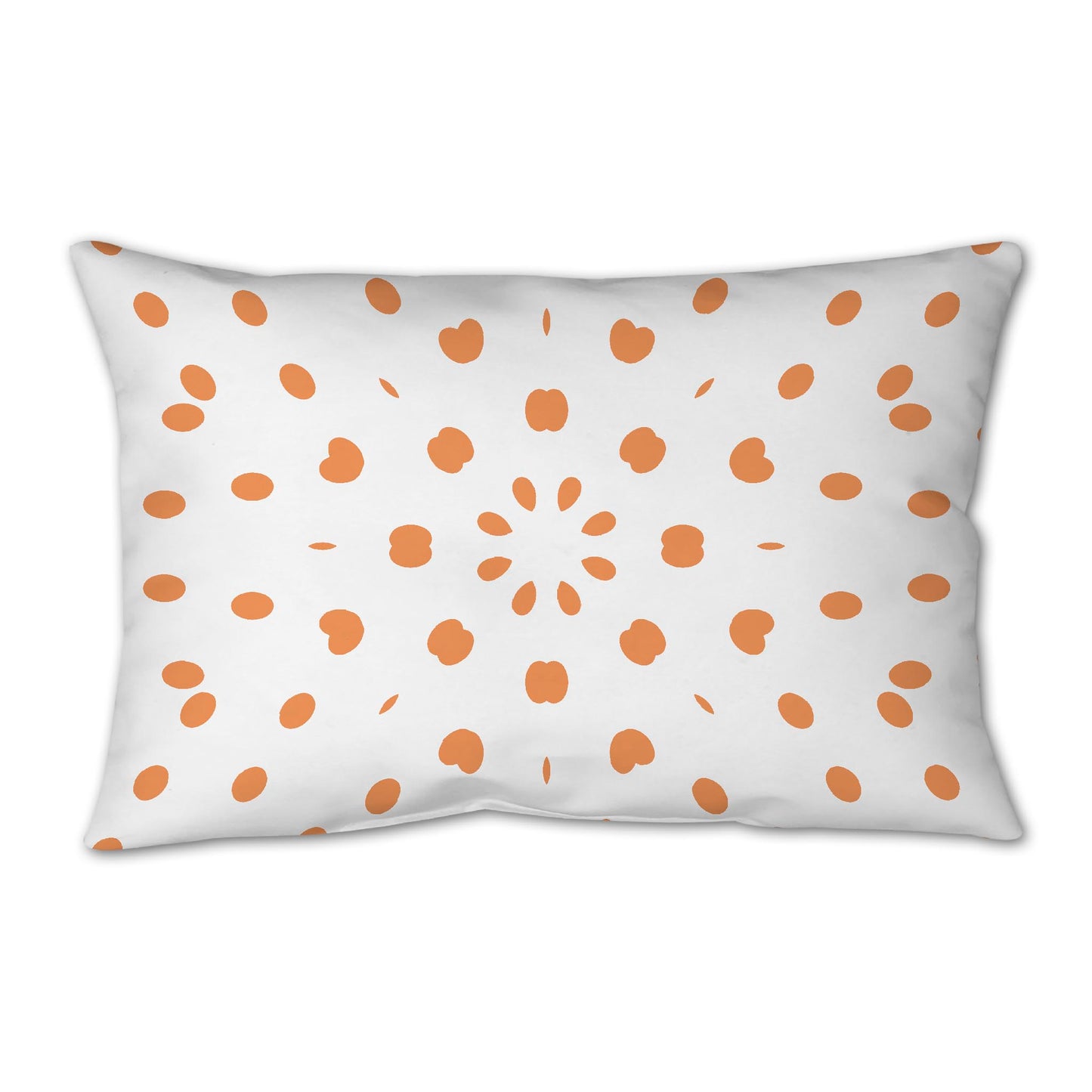 White Spun Polyester Throw Pillow with Orange Burst Pattern on Front 25 x 18 inches / 63.5 x 66 cm