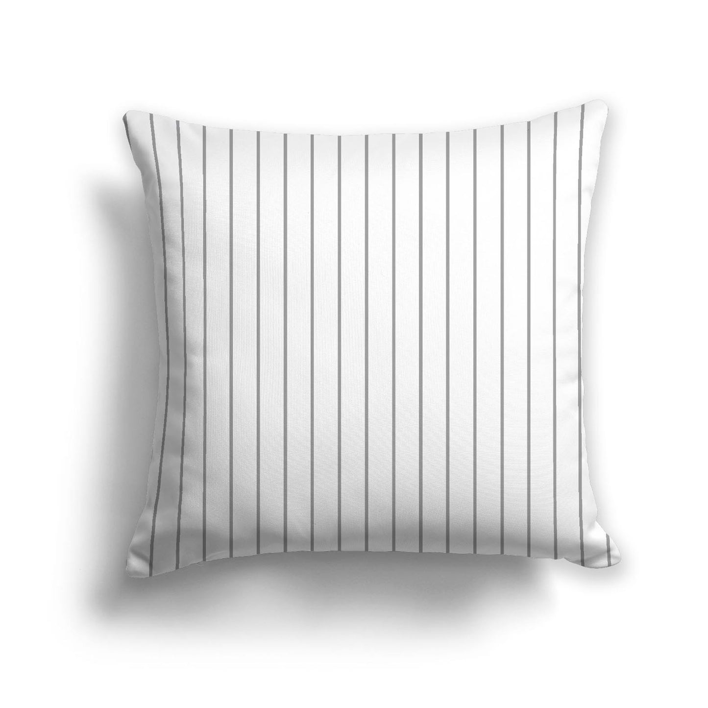 White Spun Polyester Throw Pillow with Fine Grey Stripes on Front | 26 x 26 inches
