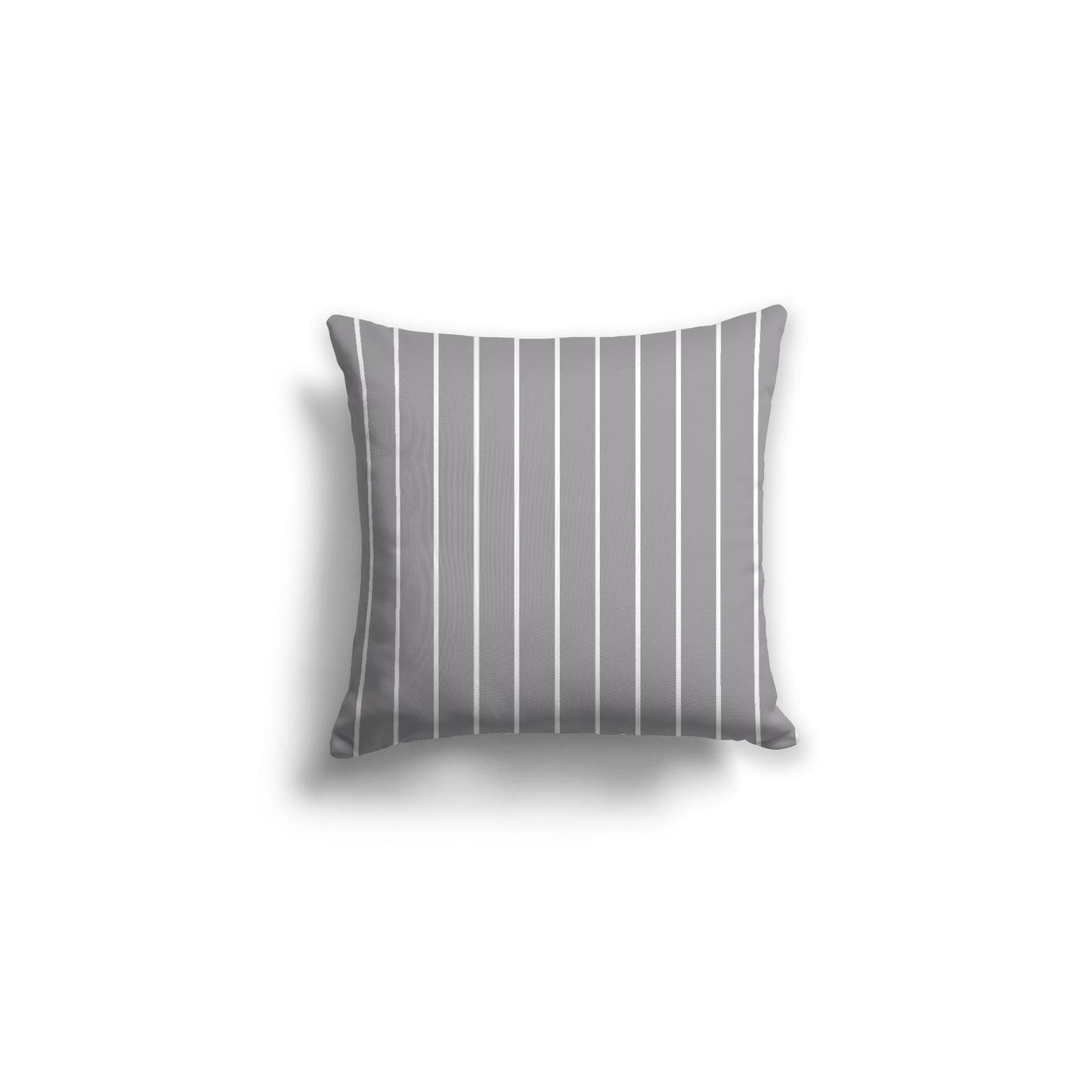 Grey Spun Polyester Throw Pillow with Fine White Stripes on Front 16 x 16 inches / 41 x 41 cm