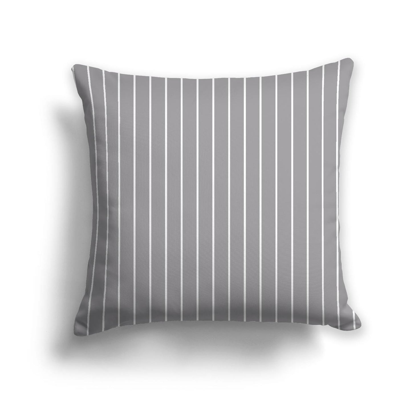 Grey Spun Polyester Throw Pillow with Fine White Stripes on Front | 26 x 26 inches