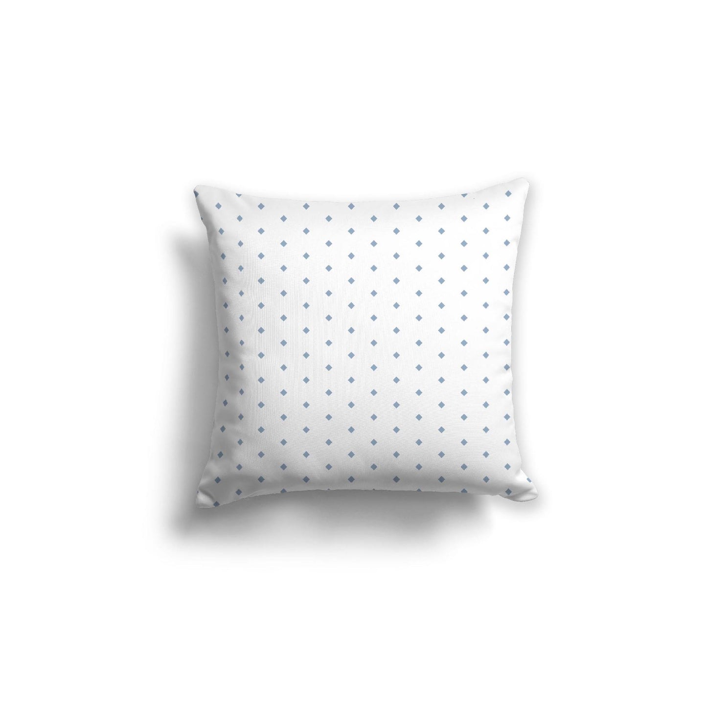 White Spun Polyester Throw Pillow with Fine Blue Diamonds on Front 18 x 18 inches / 46 x 46 cm