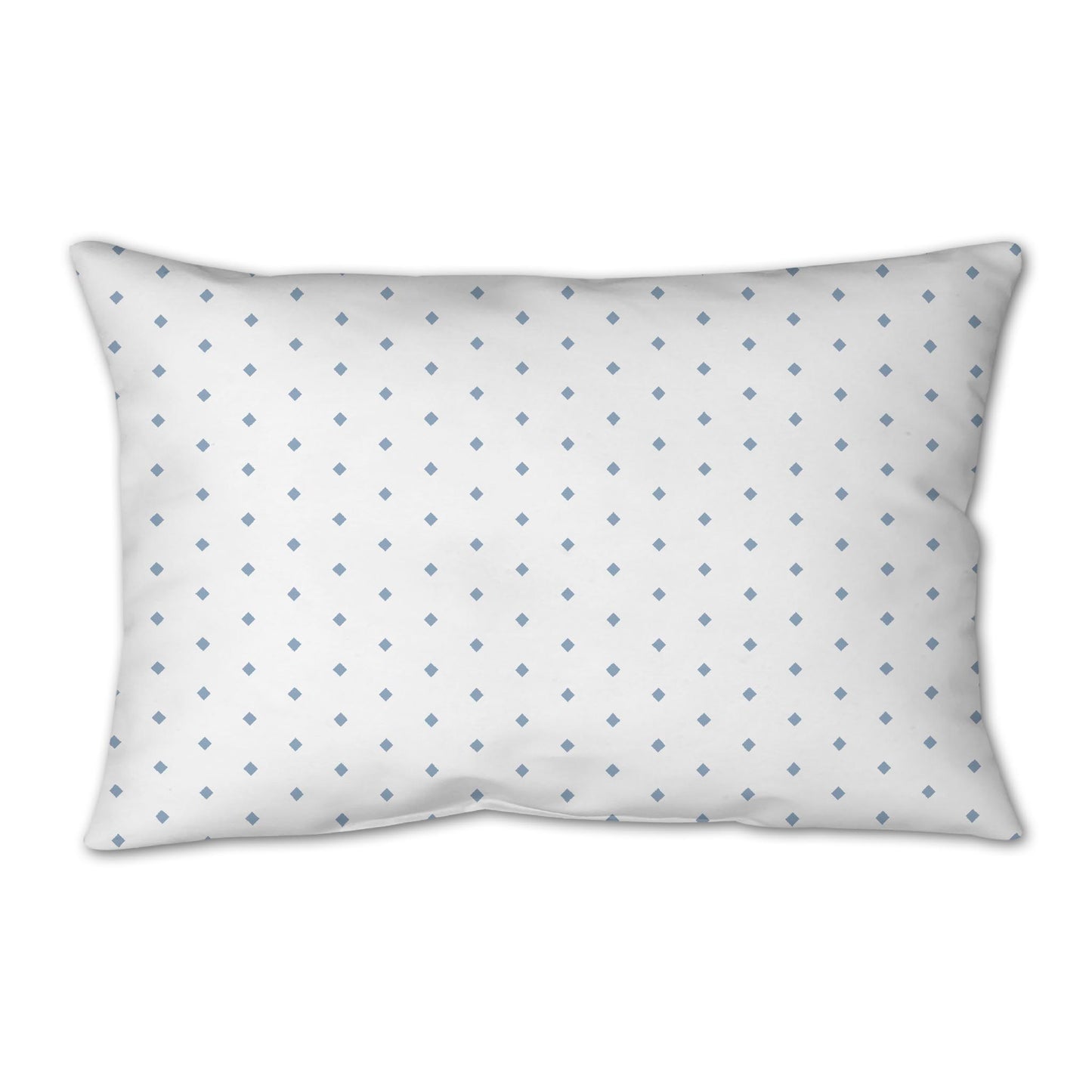 White Spun Polyester Throw Pillow with Fine Blue Diamonds on Front 25 x 18 inches / 63.5 x 66 cm