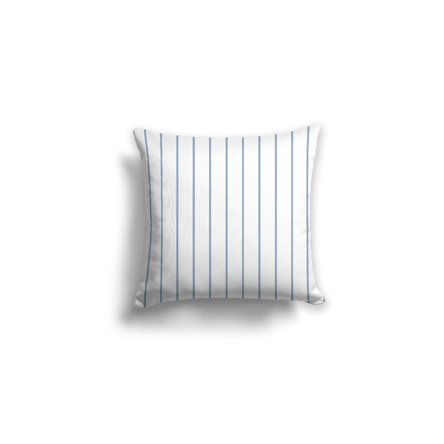 White Spun Polyester Throw Pillow with Fine Blue Stripes on Front 16 x 16 inches / 41 x 41 cm