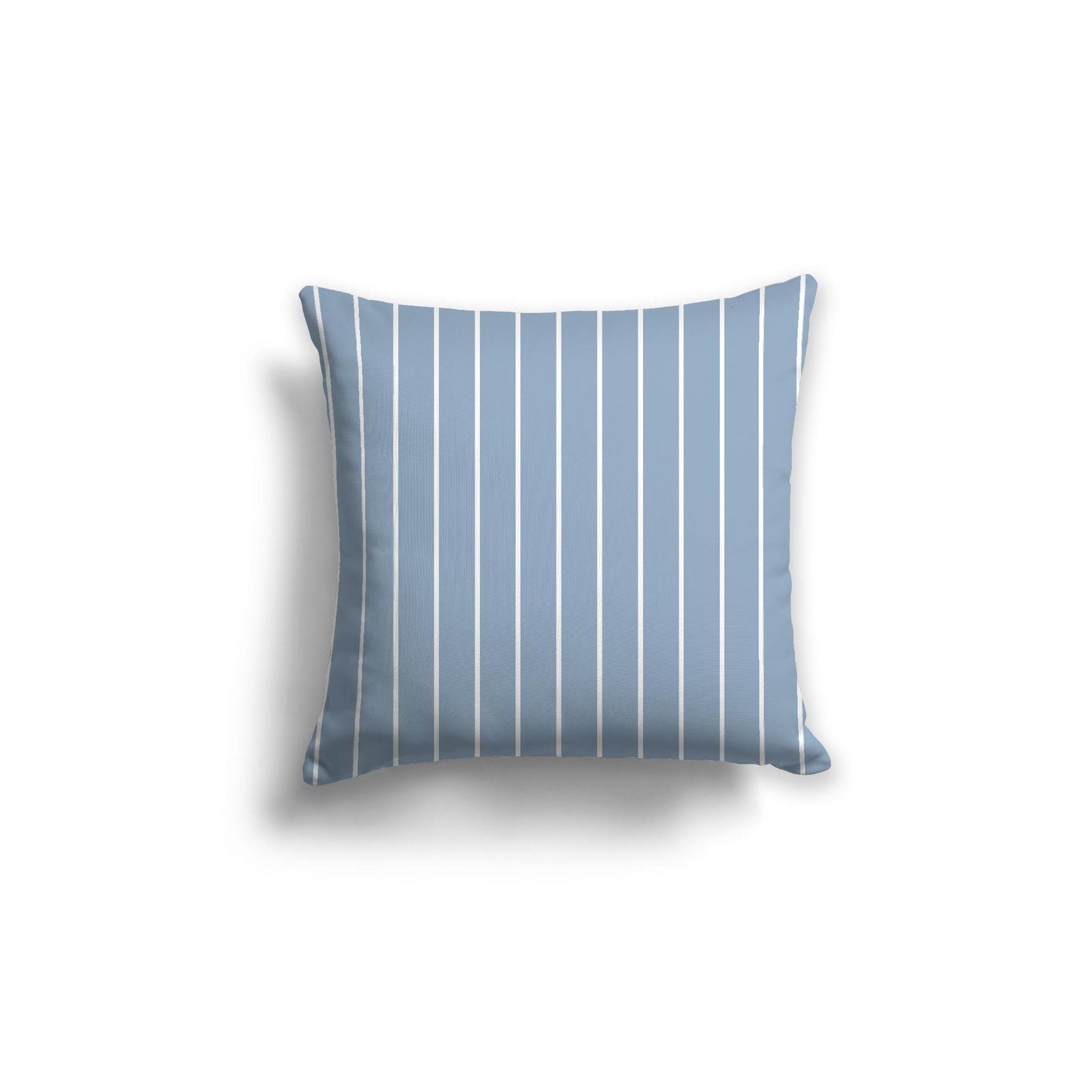 Blue Spun Polyester Throw Pillow with Fine White Stripes on Front 18 x 18 inches / 46 x 46 cm