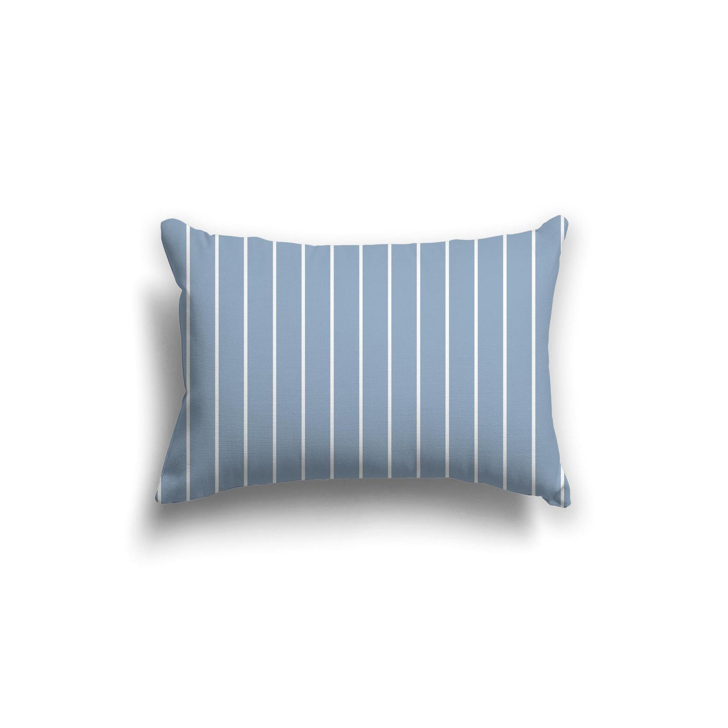 Blue Spun Polyester Throw Pillow with Fine White Stripes on Front 20 x 14 inches / 51 x 36 cm