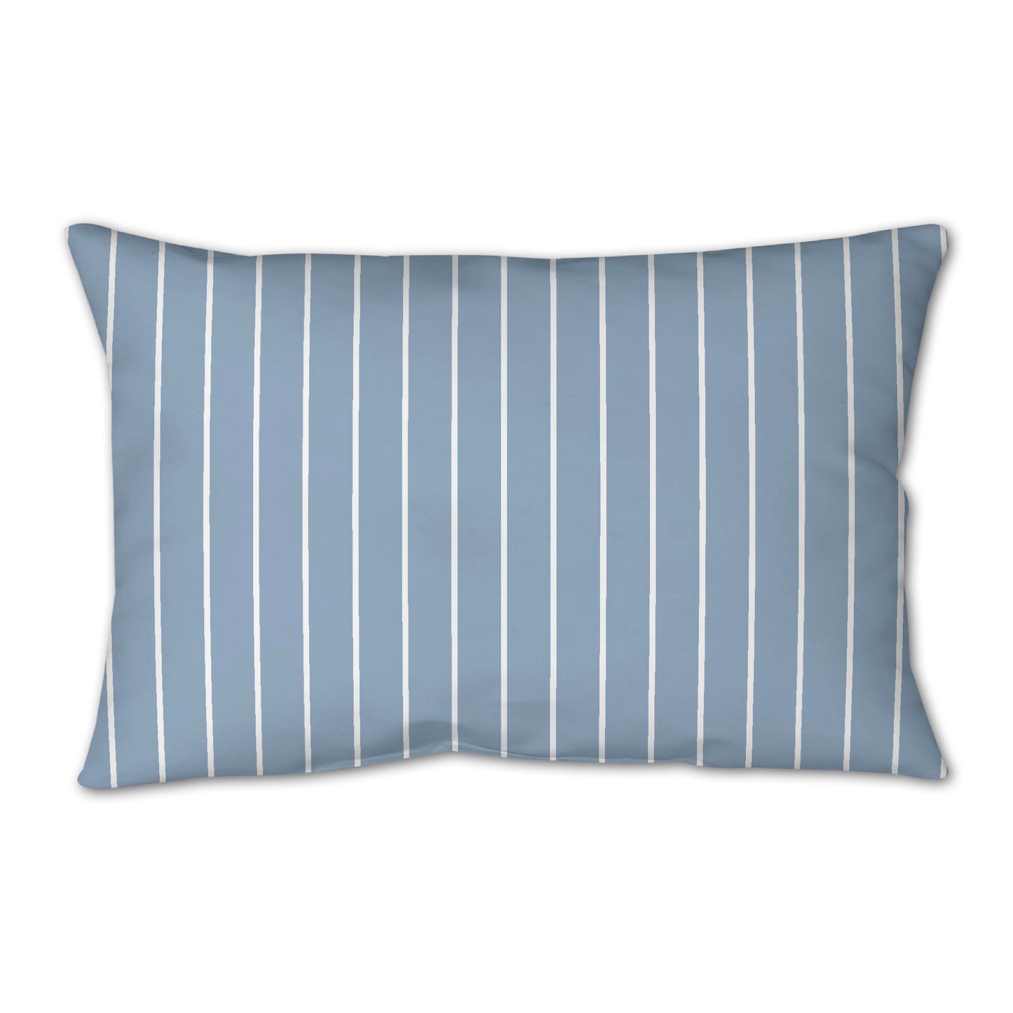 Blue Spun Polyester Throw Pillow with Fine White Stripes on Front 25 x 18 inches / 63.5 x 66 cm