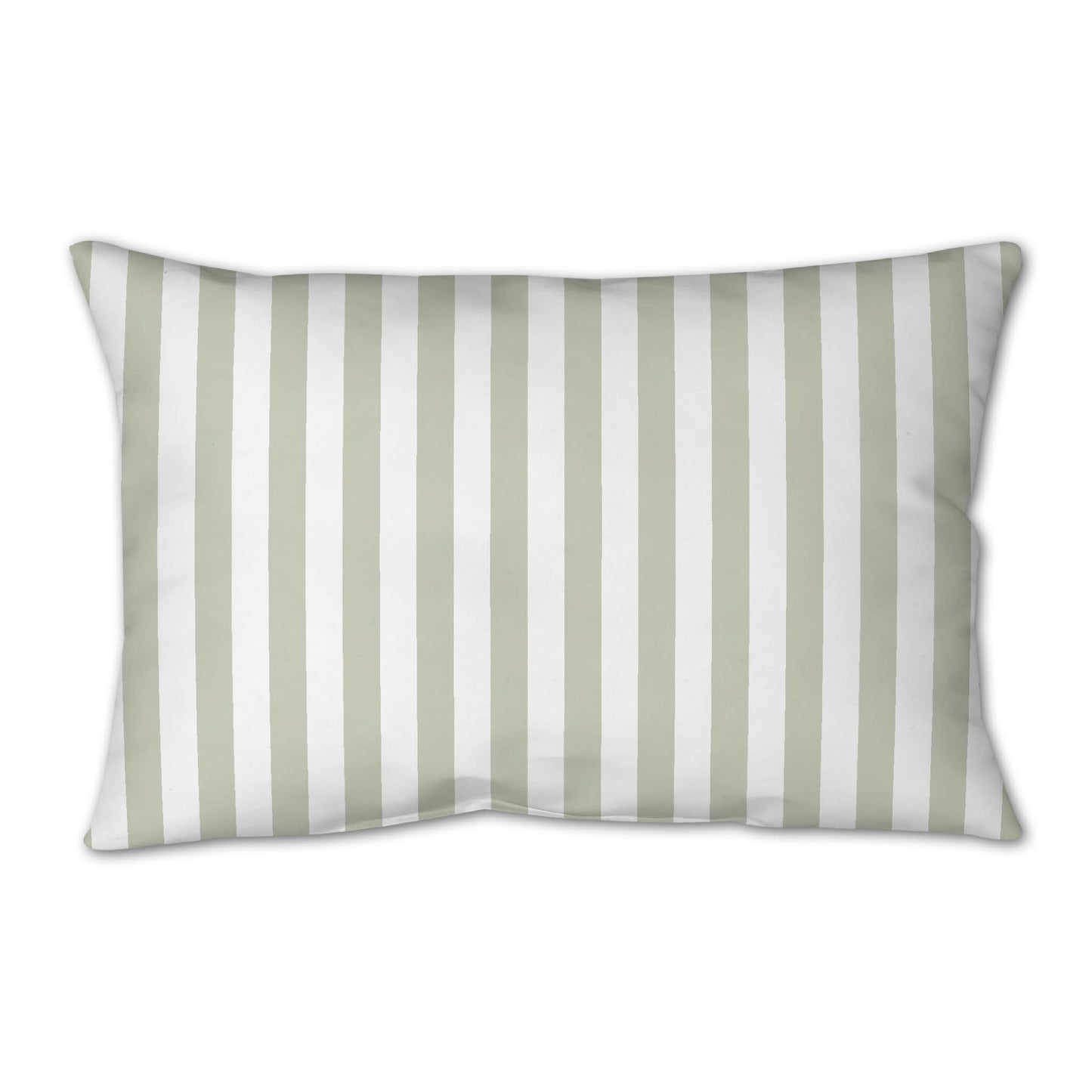White Spun Polyester Throw Pillow with Pale Green Bars on Front 25 x 18 inches / 63.5 x 66 cm