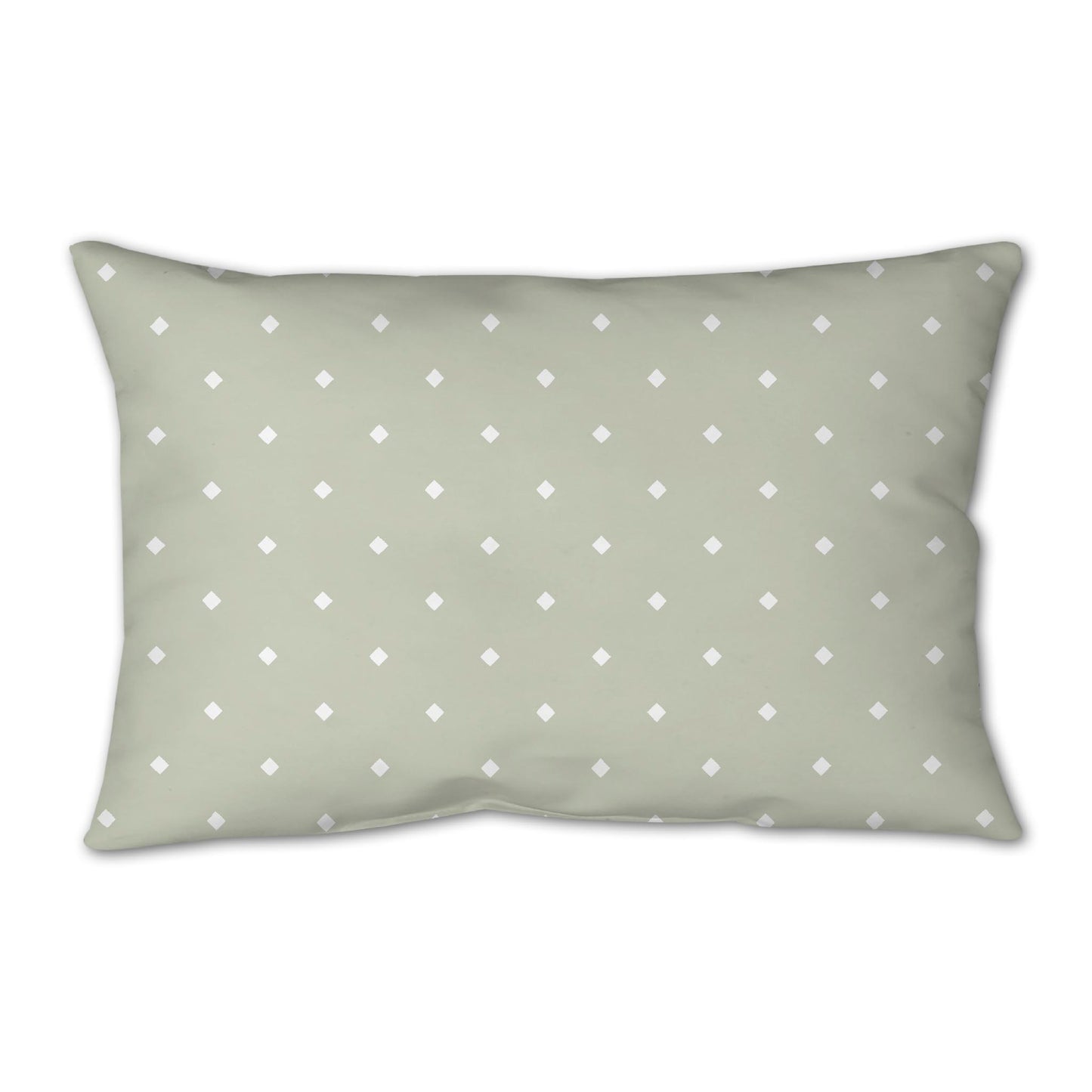 Pale Green Spun Polyester Throw Pillow with White Diamonds on Front 25 x 18 inches / 63.5 x 66 cm