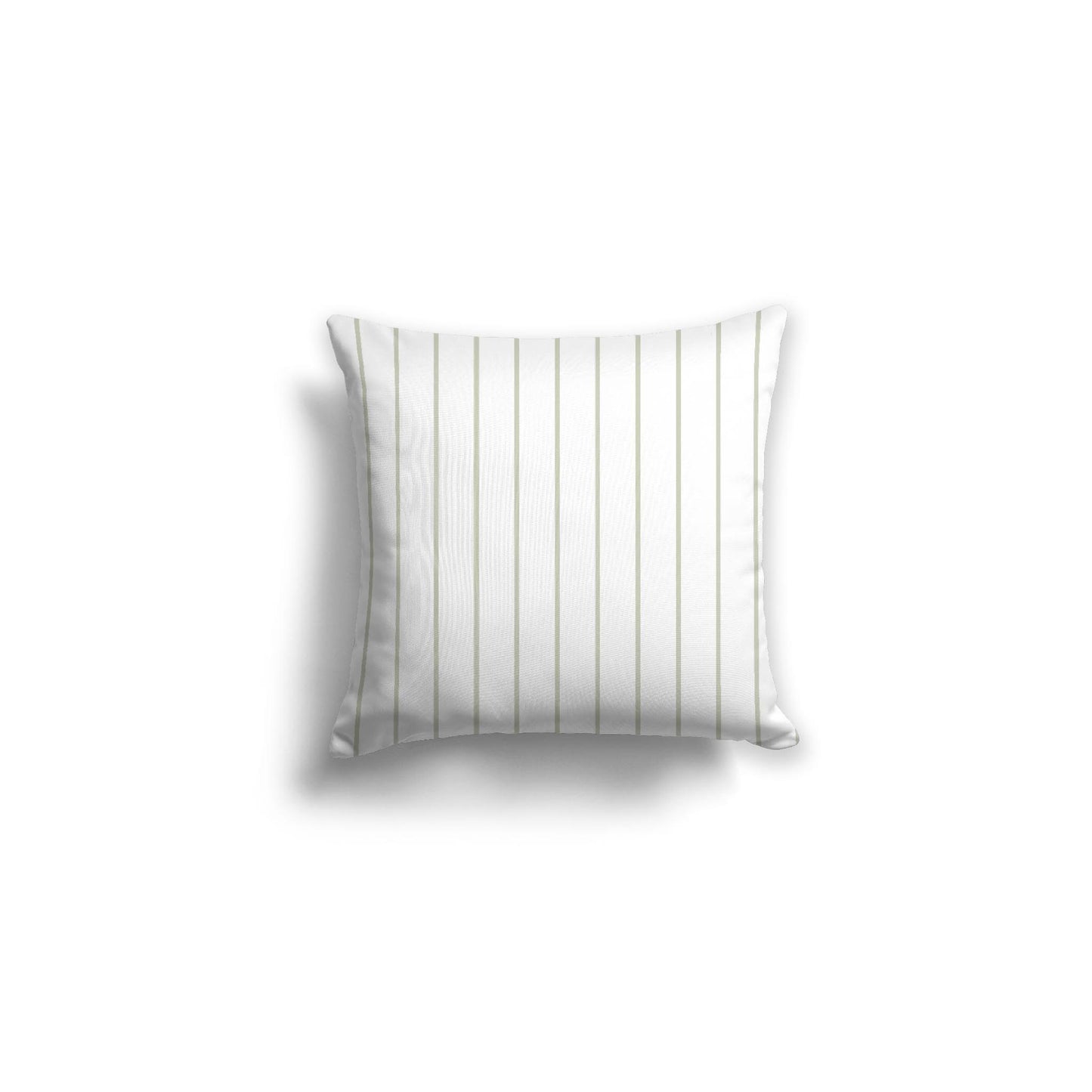 White Spun Polyester Throw Pillow with Fine Pale Green Stripes on Front 16 x 16 inches / 41 x 41 cm