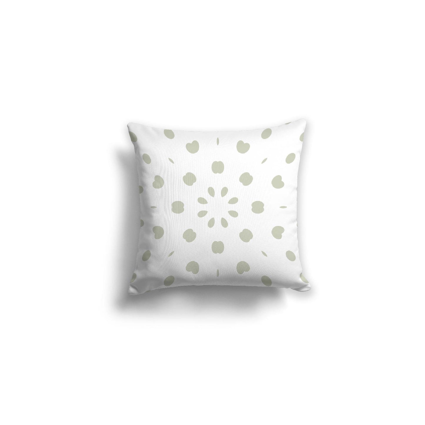 White Spun Polyester Throw Pillow with Pale Green Burst Pattern on Front 16 x 16 inches / 41 x 41 cm