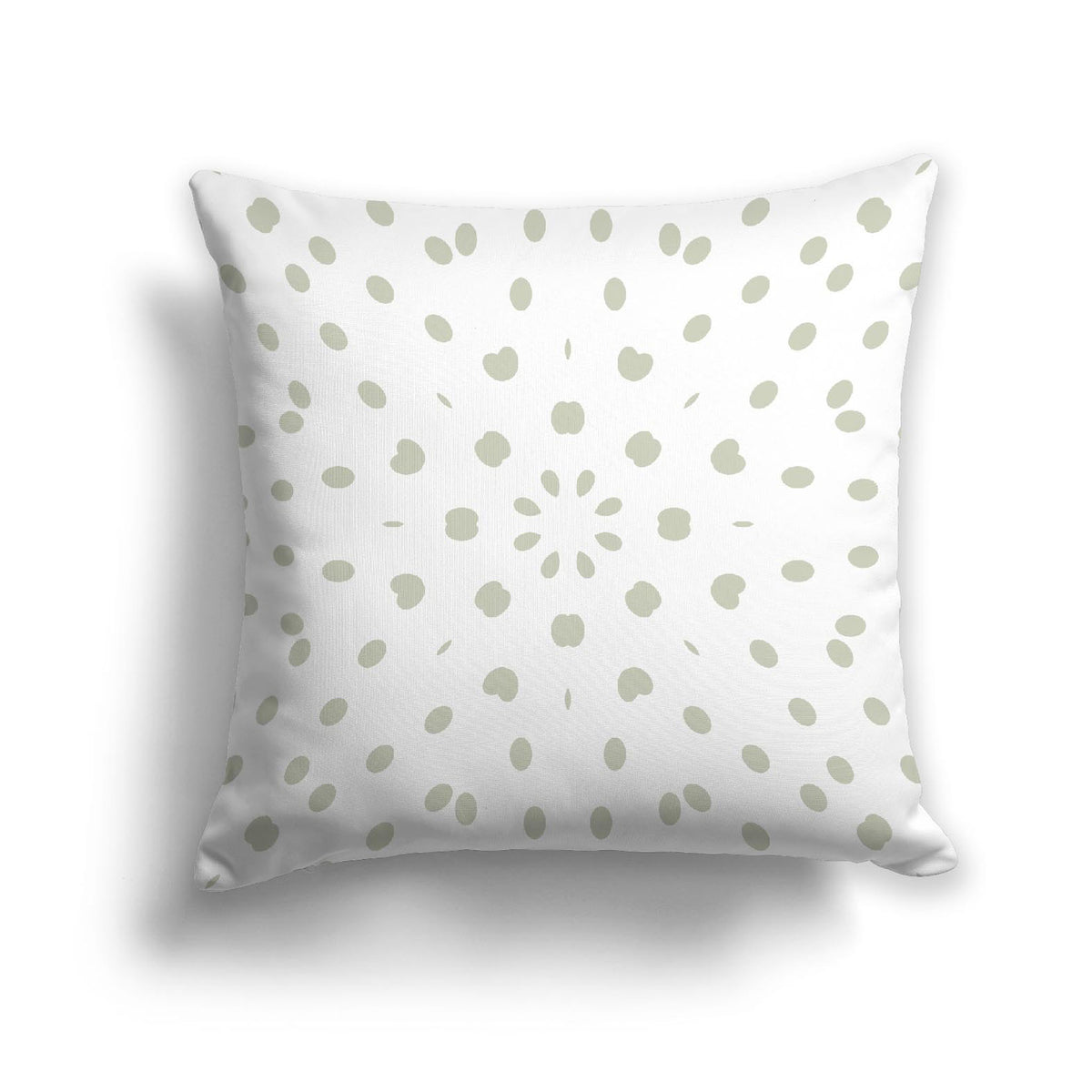 White Spun Polyester Throw Pillow with Pale Green Burst Pattern on Front | 26 x 26 inches